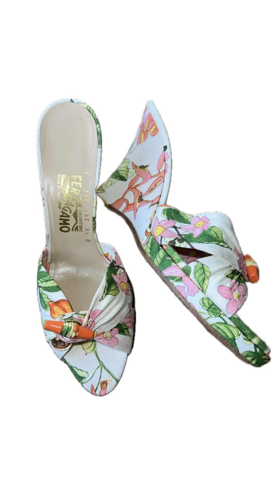 Salvatore Ferragamo Salvatore Ferragamo Floral Sandal Wedges Size US 9.5 / IT 39.5 - 1 Thumbnail