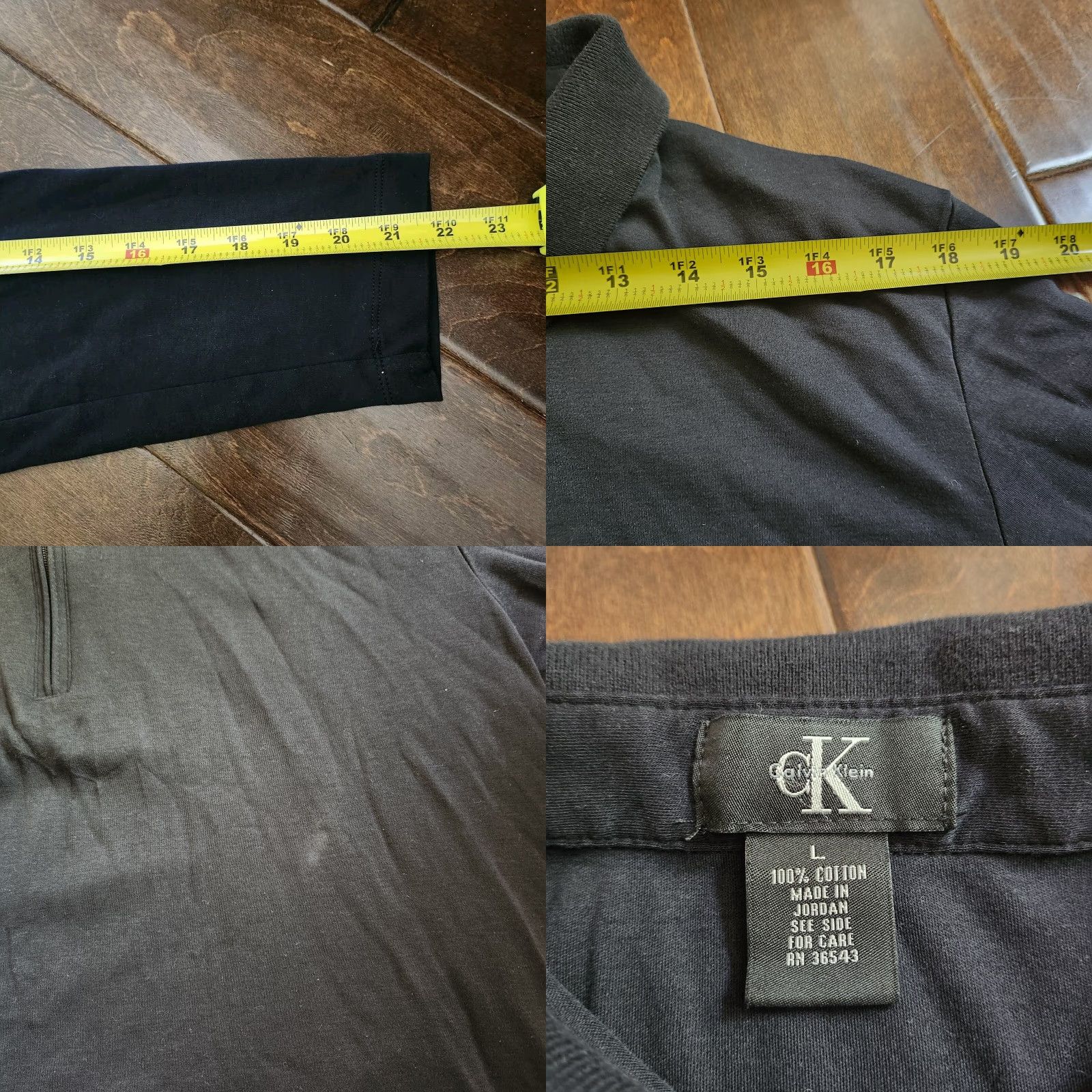 Calvin Klein Calvin Klein Men's Polo Shirt Long Sleeve 1/4 Zip Black Size L - Regular Fit, Cotton, 100% (Minor Stains) Size US L / EU 52-54 / 3 - 9 Thumbnail