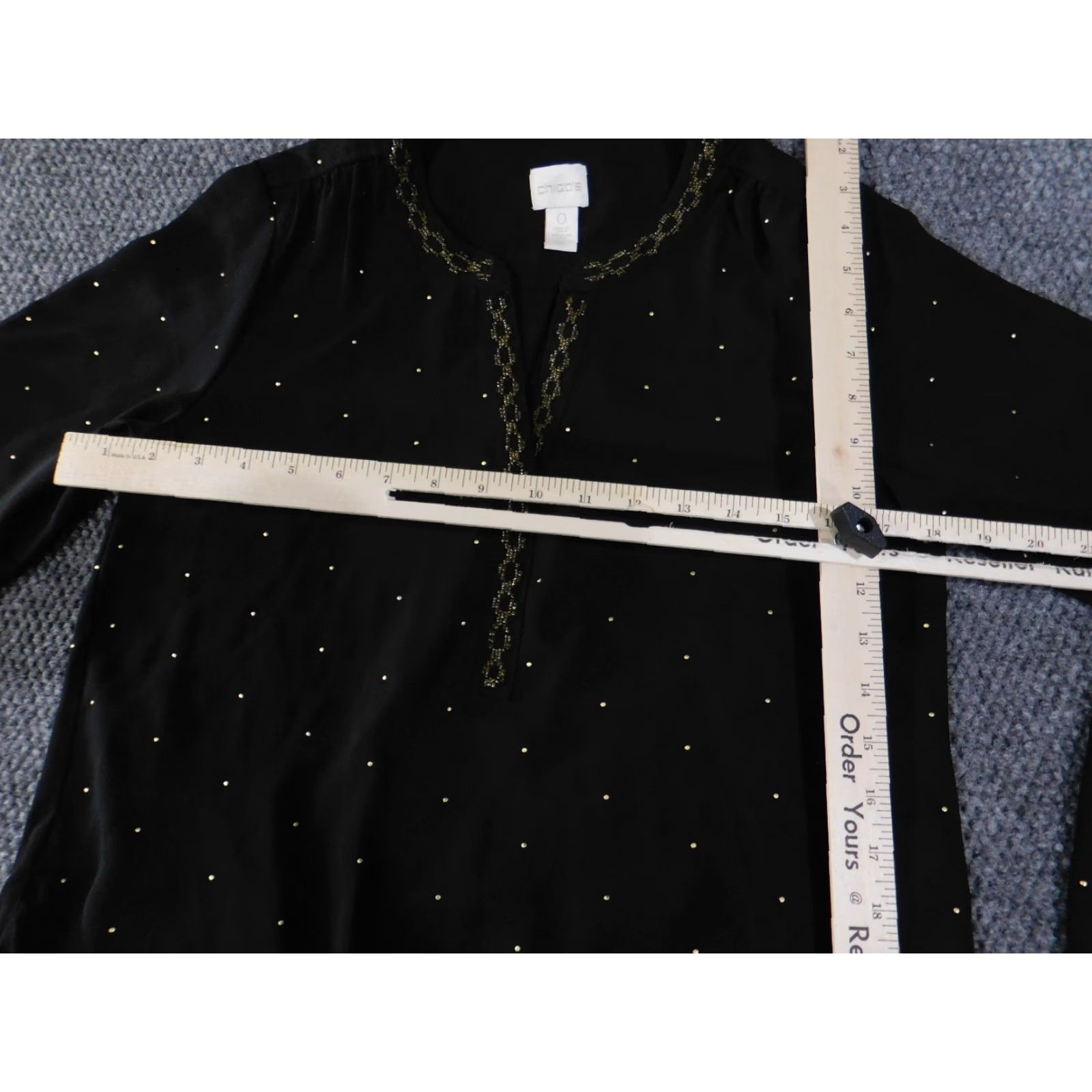 Vintage Chicos Blouse Women 0 Black Studded Embroidery Tie Front Knit Polyester Long Sleeve Casual Everyday Size XS / US 0-2 / IT 36-38 - 6 Thumbnail
