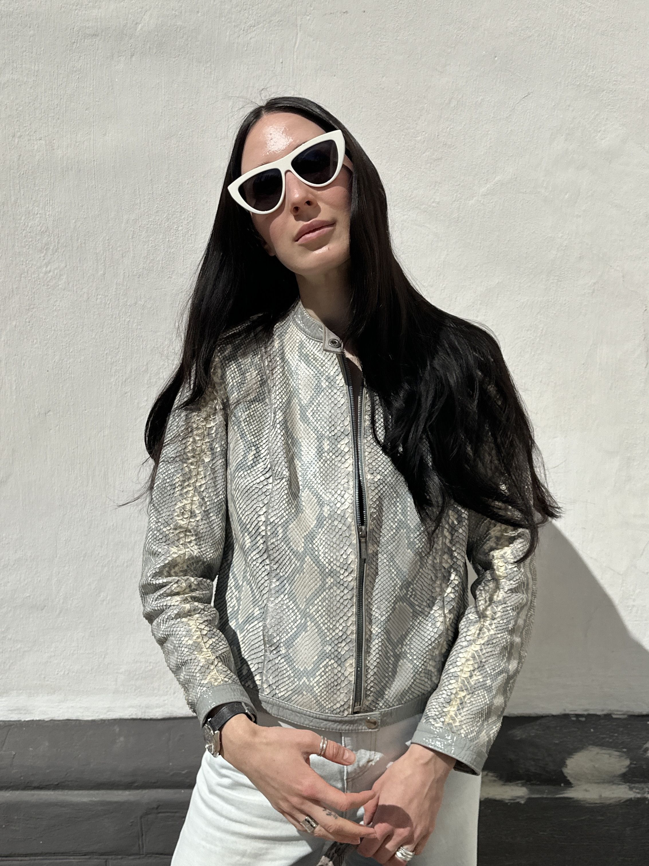 RARE Vintage 90s Python Leather Jacket
