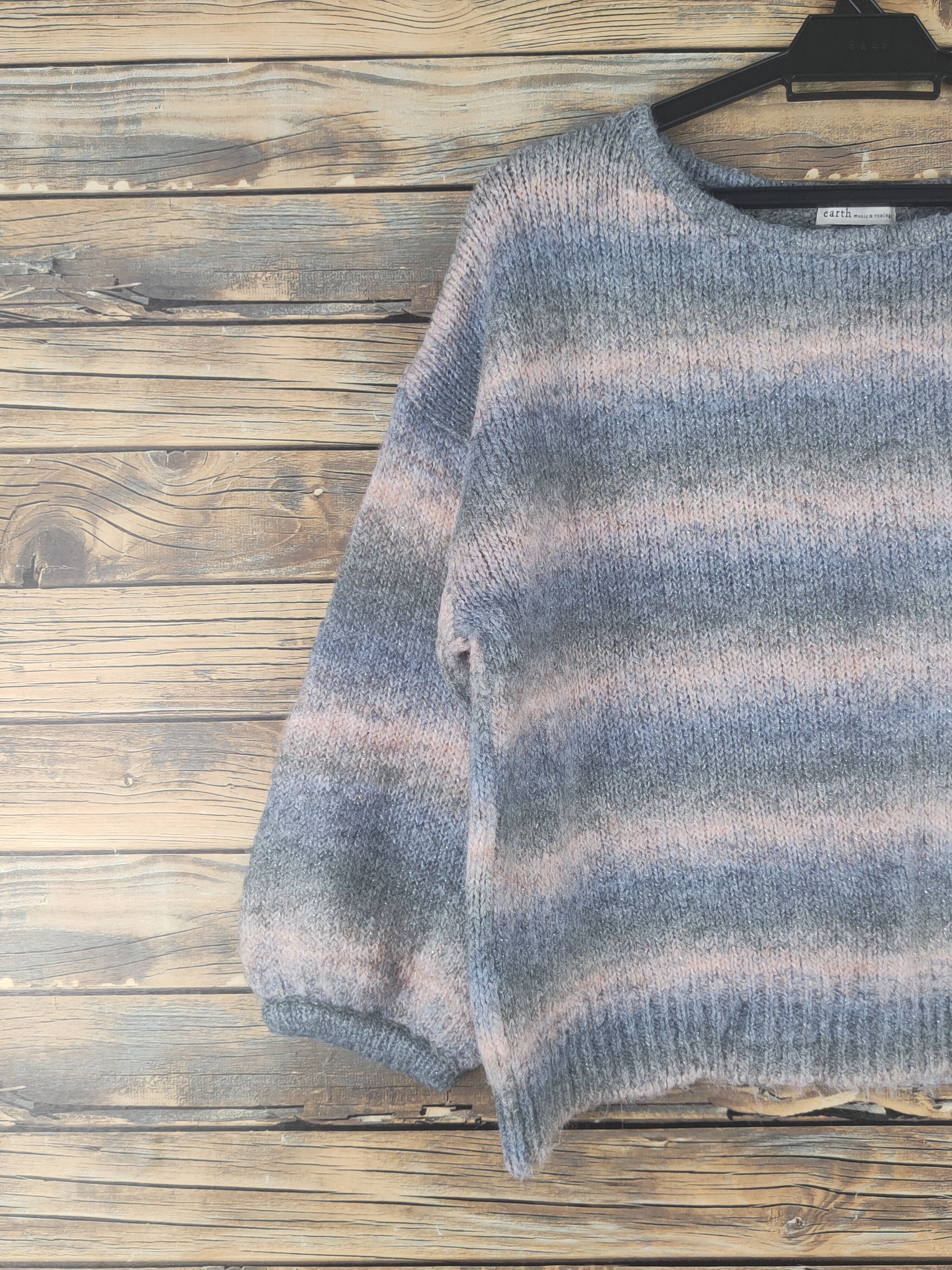 Homespun Knitwear × Japanese Brand × Vintage Earth Music & Ecology Pink Gray Knitwear Sweatshirts #W1211 Size S / US 4 / IT 40 - 3 Thumbnail