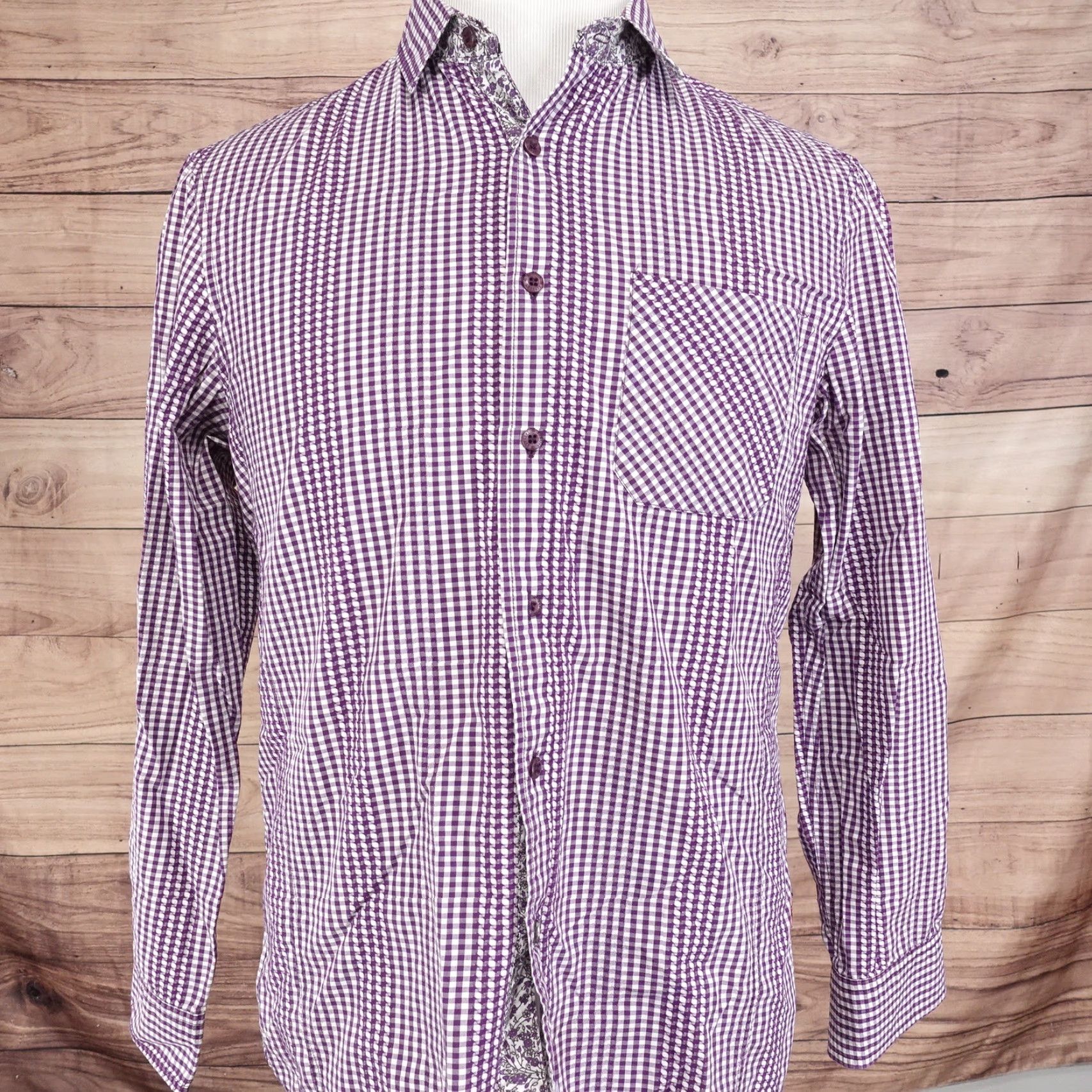 English Laundry English Laundry unisex adult long sleeve check button-up shirt size M purple casual formal workwear 2020s Size US M / EU 48-50 / 2 - 3 Thumbnail