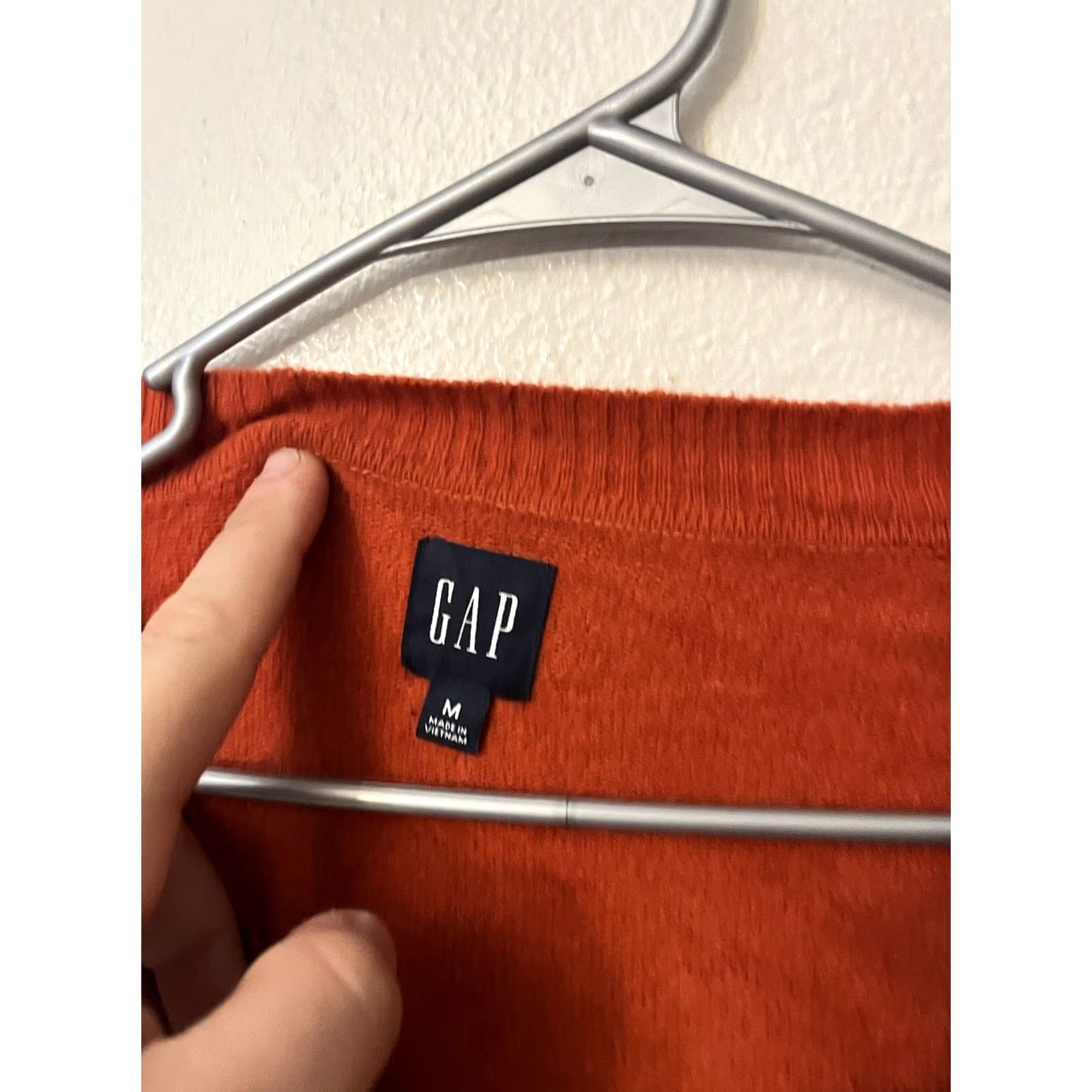 Gap Gap Sweater Womens M Orange Neck Knit Pullover Cotton Nylon Blend Acrylic Size M / US 6-8 / IT 42-44 - 2 Thumbnail