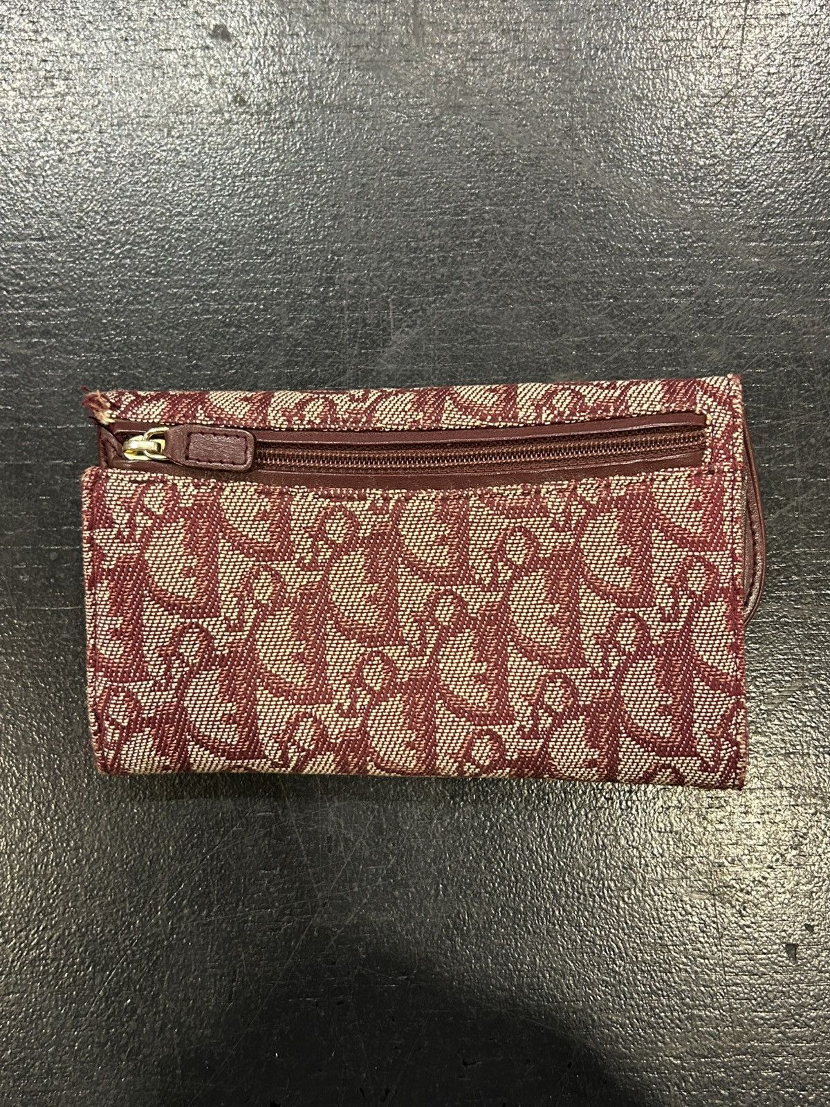 Dior Dior Burgundy Oblique Tri Fold Long Wallet Size ONE SIZE - 3 Thumbnail