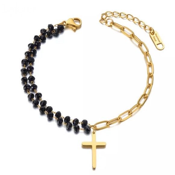 Other Stainless Steel Black Crystal Chain Bracelet Size ONE SIZE - 1 Thumbnail