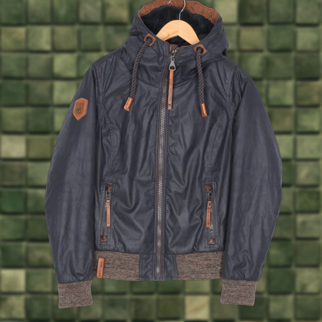 Vintage NAKETANO Hooded Jacket Women M Blue Cotton Blend Zip Long Sleeve Casual Jacket Womens Size M / US 6-8 / IT 42-44 - 1 Thumbnail