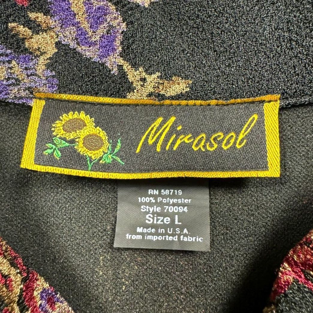 Vintage VINTAGE Mirasol Blouse Women's Large Floral 90s 80s Black Collared Long Sleeve Paisley Bohemian Preppy Glam Mens Womens Girls Boys? Size L / US 10 / IT 46 - 6 Thumbnail