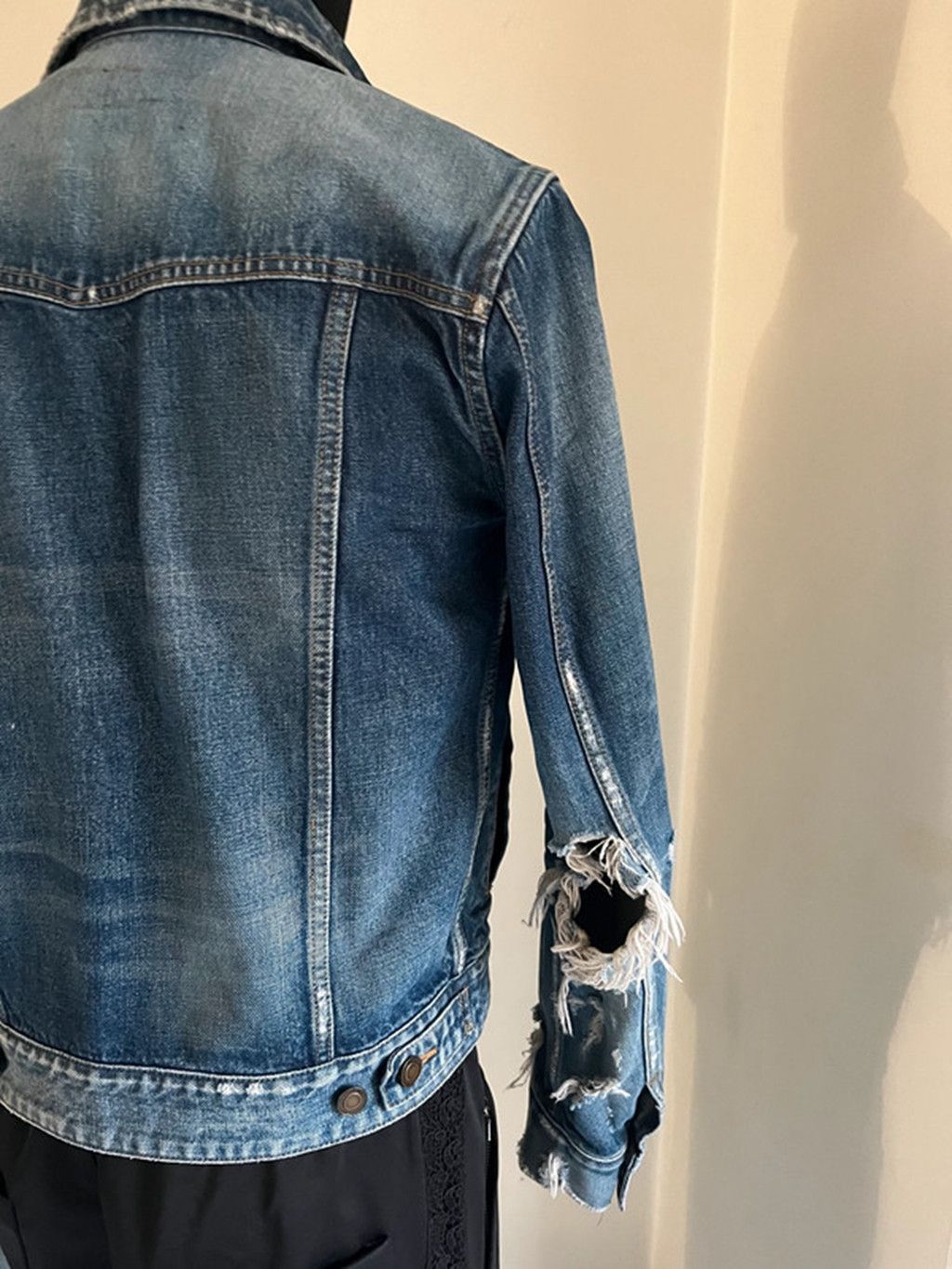 Saint Laurent Paris Distressed Denim Jacket Size US XS / EU 42 / 0 - 5 Thumbnail