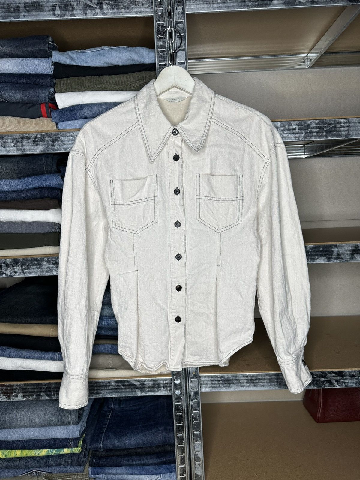 Other LVIR Contrast Stitch Denim Jacket Shirt Women’s Size M Size M / US 6-8 / IT 42-44 - 1 Thumbnail