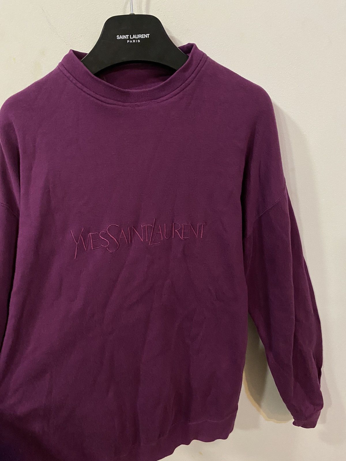 Yves Saint Laurent Magenta 90’s YSL Sweatshirt Big Logo Size US L / EU 52-54 / 3 - 16 Thumbnail