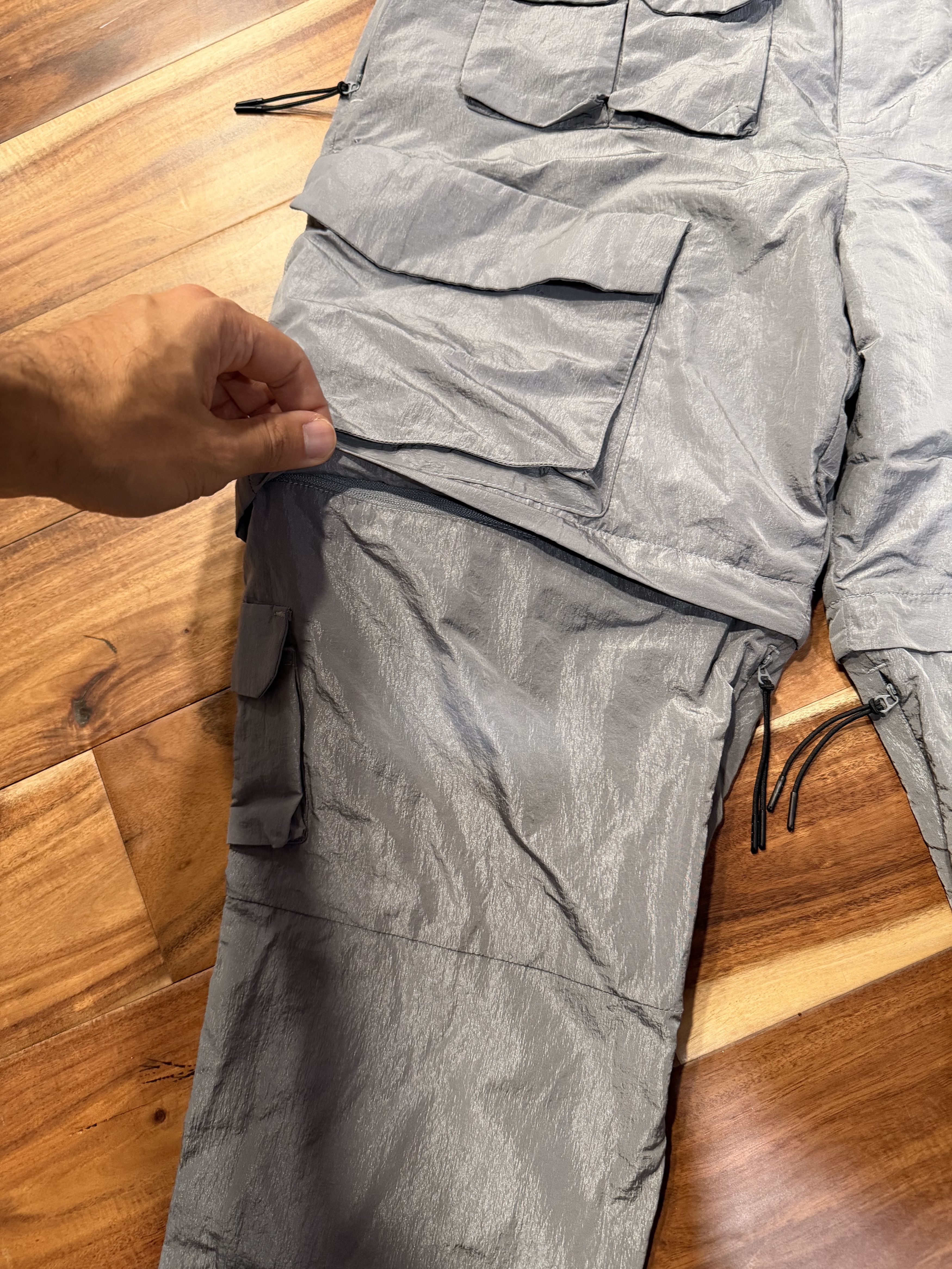 Other Wrinkle Nylon Convertible Cargo Pants - Silver Size US 33 - 2 Thumbnail