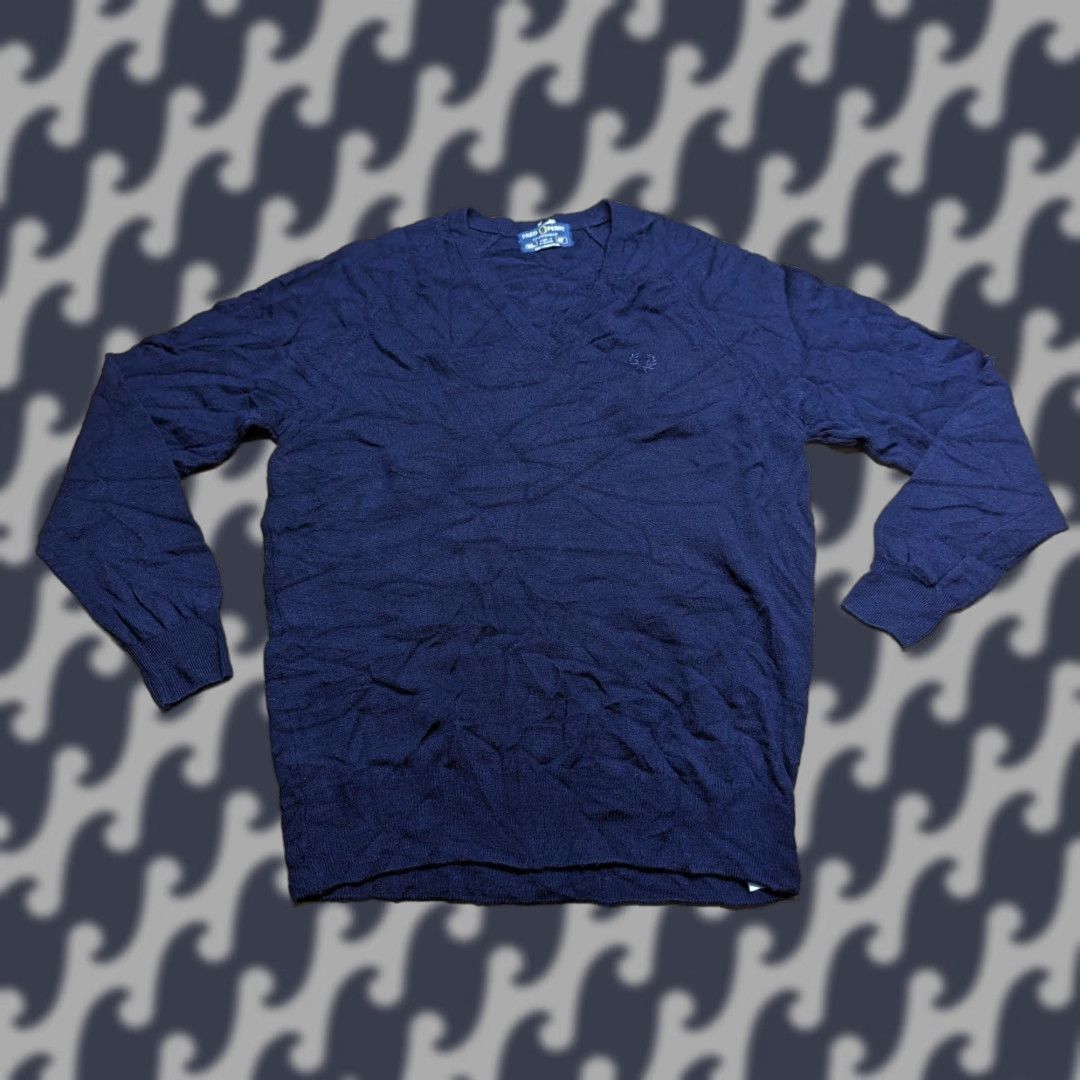 Fred Perry Fred Perry Mens Sweater Size M Blue Lambs Wool Round Knit Winter Pullover Knitwear Casual Mens New title Size US M / EU 48-50 / 2 - 1 Thumbnail