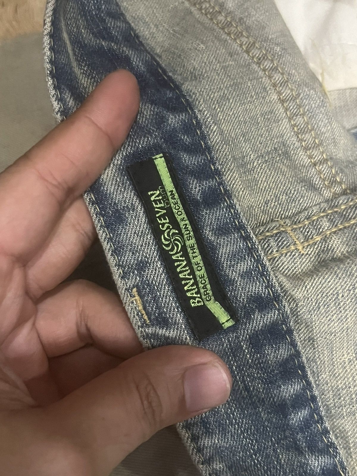 Japanese Brand Banana Seven Big Wave 877 Mud Washed Distressed Flare Jeans Size US 32 / EU 48 - 17 Thumbnail