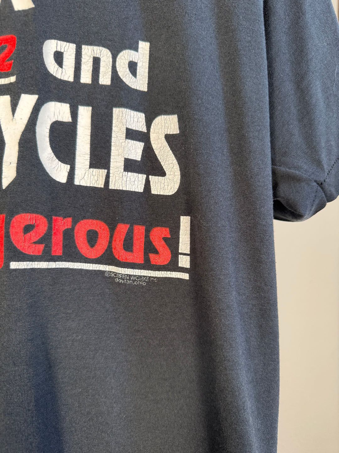 Vintage 🚭 IRONIC 🚭 80s/90s "SEX & MOTORCYCLES" FADED SHIRT Size US XL / EU 56 / 4 - 5 Thumbnail