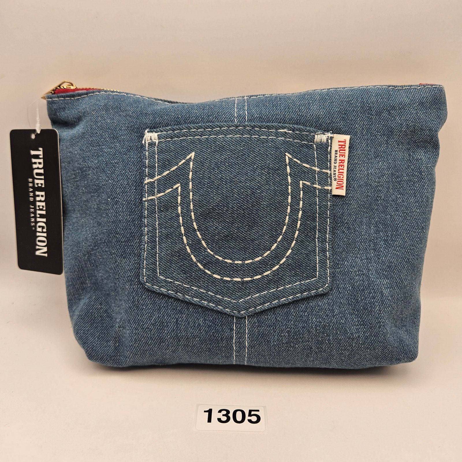 True Religion TRUE RELIGION TRAVEL COSMETICS MAKEUP BAG DENIM PURSE NWT Size ONE SIZE - 1 Thumbnail