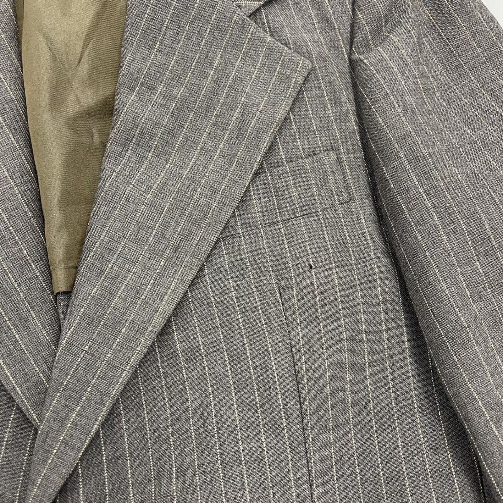 Other Vintage 50s Grey Striped Wool 2-Button Suit Jacket 40R Size 40R - 2 Thumbnail