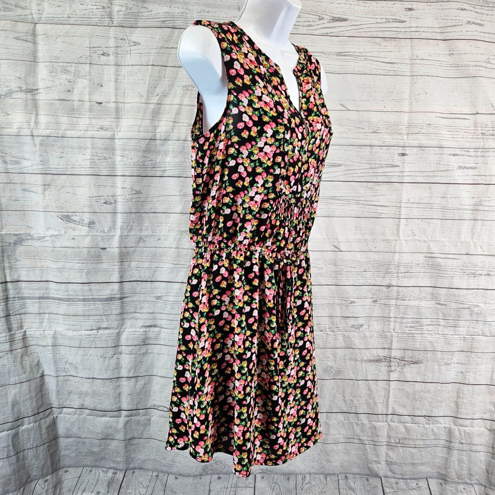 Gap Gap Dress Womens S Small Black Pink Floral Sleeveless Elastic Waist Fit & Flare Size S / US 4 / IT 40 - 3 Thumbnail