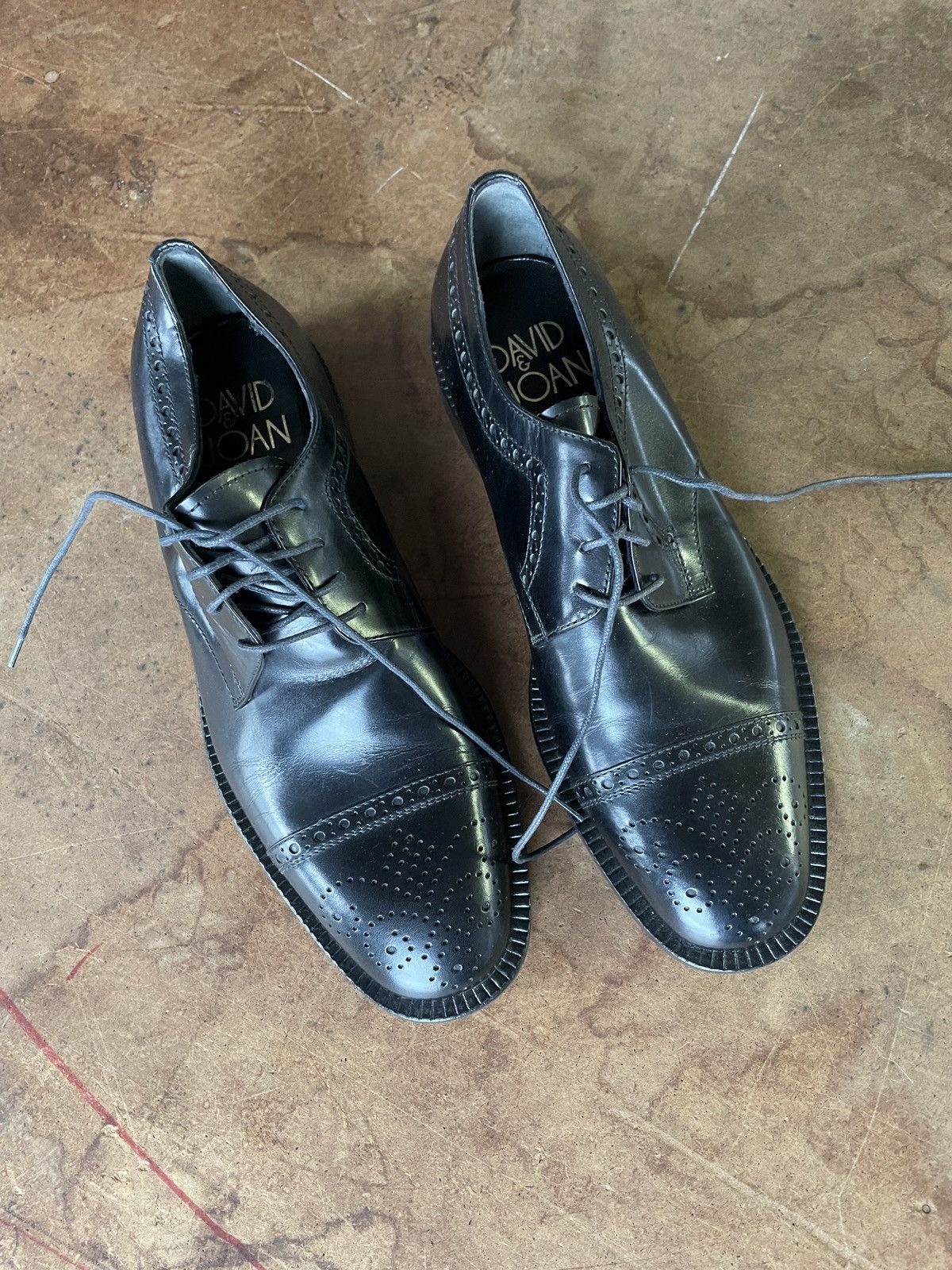 Vintage David & Joan Couture Men’s black leather brogues Size US 9.5 / EU 42-43 - 1 Thumbnail