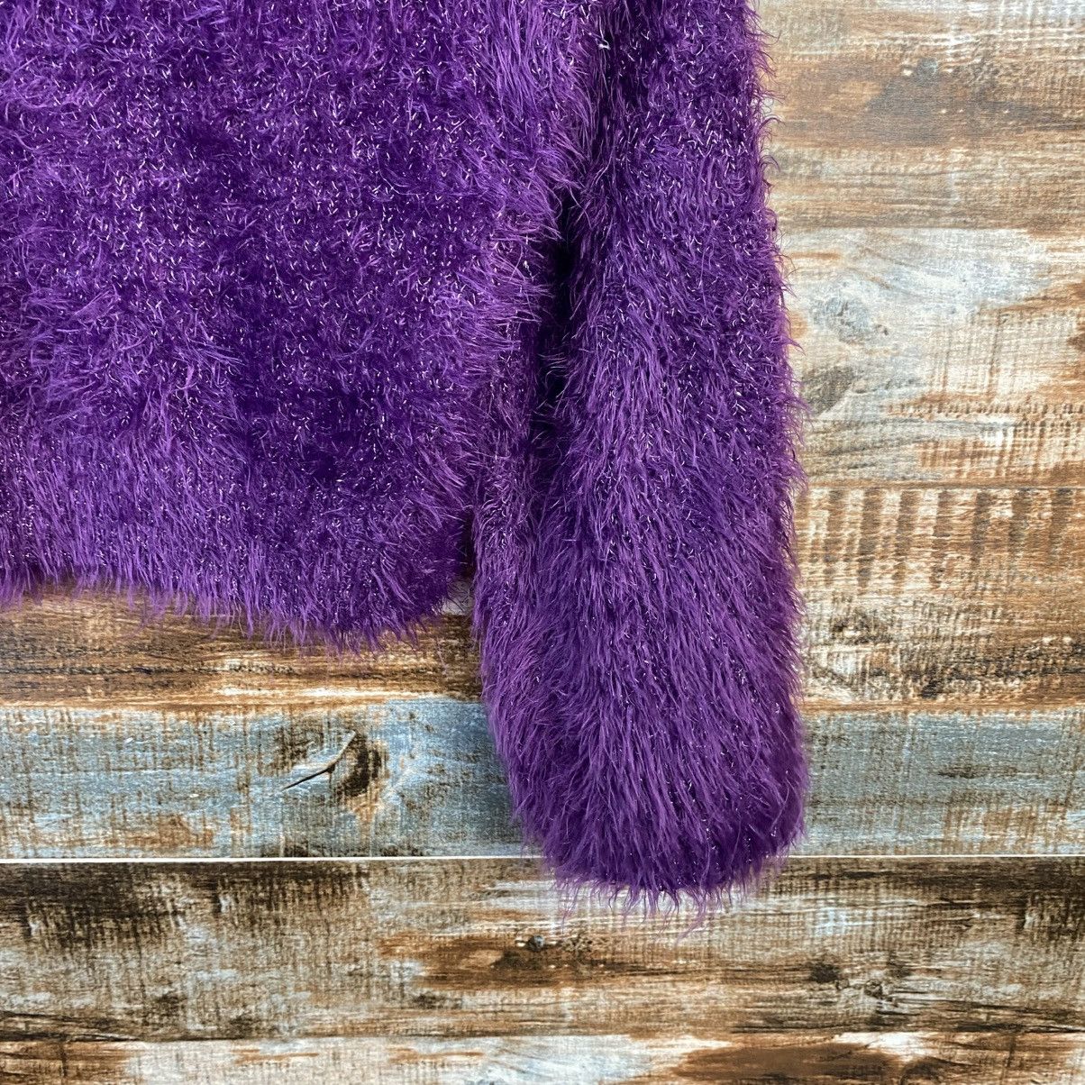 Japanese Brand DL Kastane Purple Mohair fur shaggy Knitwear #C1098 Size M / US 6-8 / IT 42-44 - 8 Thumbnail