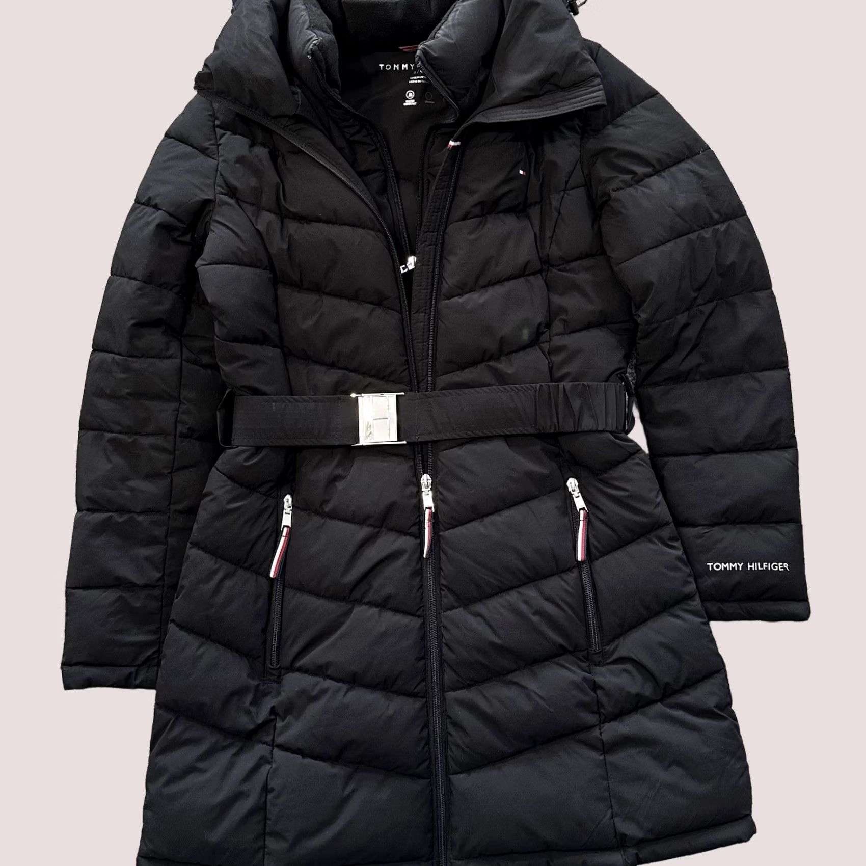 Tommy Hilfiger Tommy Hilfiger Jacket Womens Small Puffer Coat Parka Belted Hooded Black Size S / US 4 / IT 40 - 1 Thumbnail