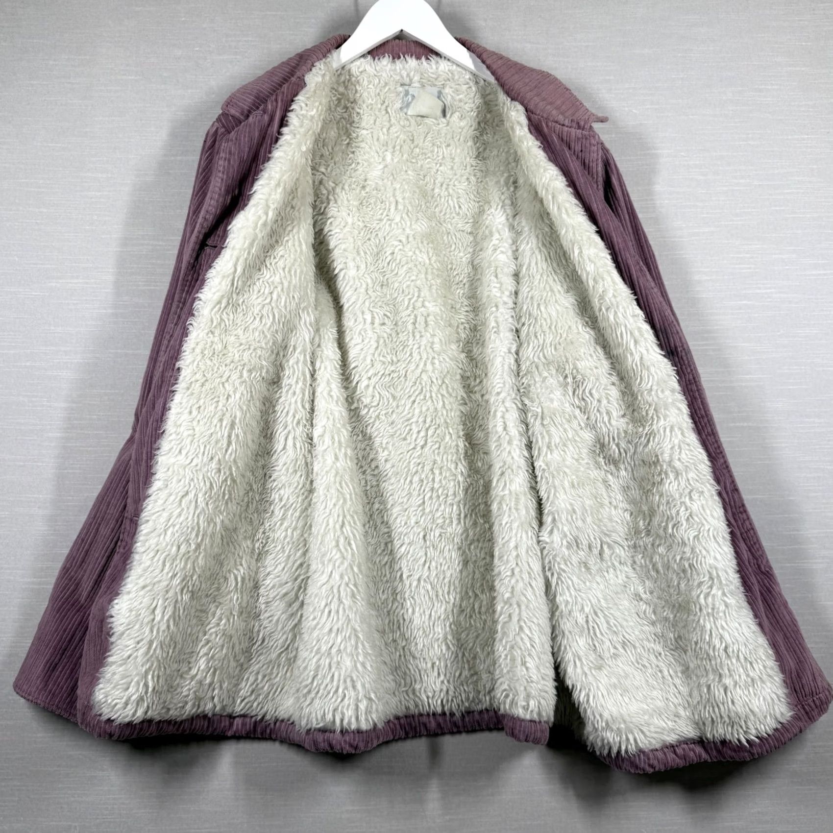 VINTAGE Blair Corduroy Shacket Womens XL Purple Pockets Faux Fur 