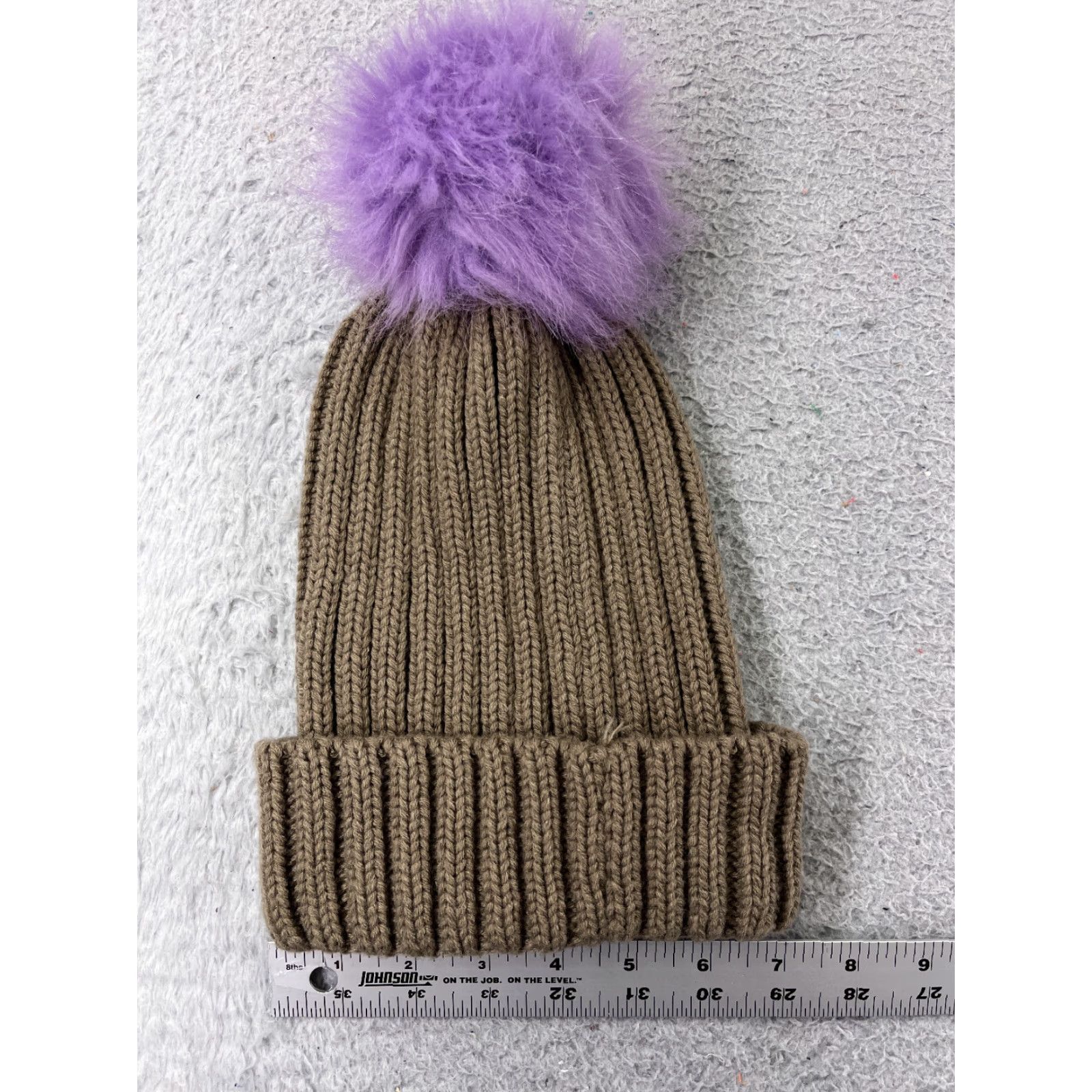 Vintage KW Fashion Toque Beanie Adult One Size Gray Ribbed Knit Acrylic Faux Fur Pom Women’s Hat Size ONE SIZE - 4 Thumbnail