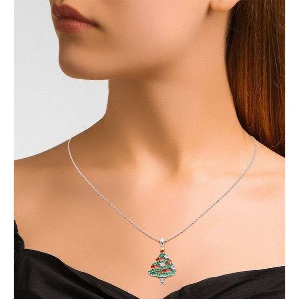 Handmade Christmas Tree Necklace New Red Green Crystals Mother Daught Size ONE SIZE - 10 Thumbnail