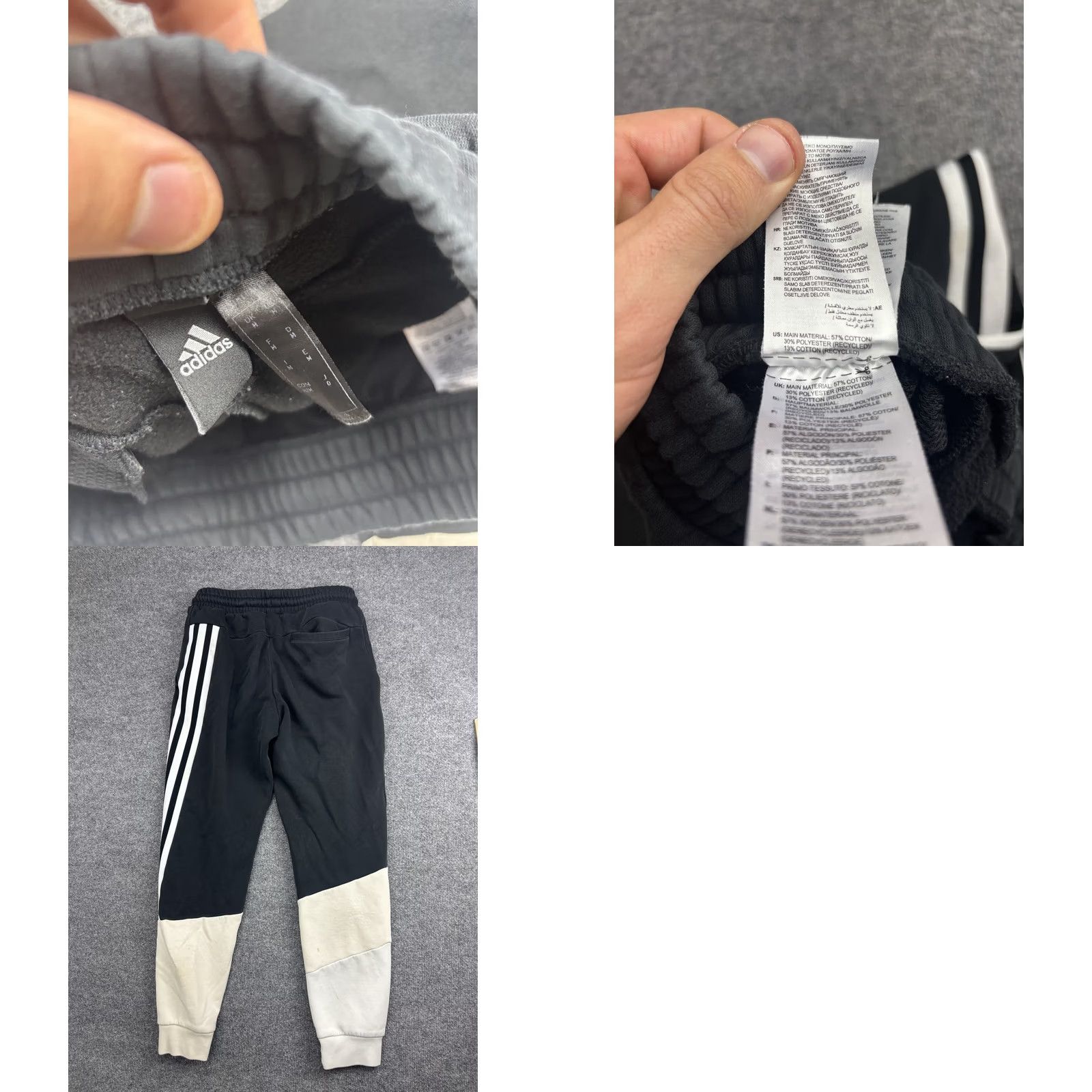 Adidas Adidas Sweatpants Mens Medium Black Fleece Jogger Colorblock Stripe Logo Size US 31 - 8 Thumbnail