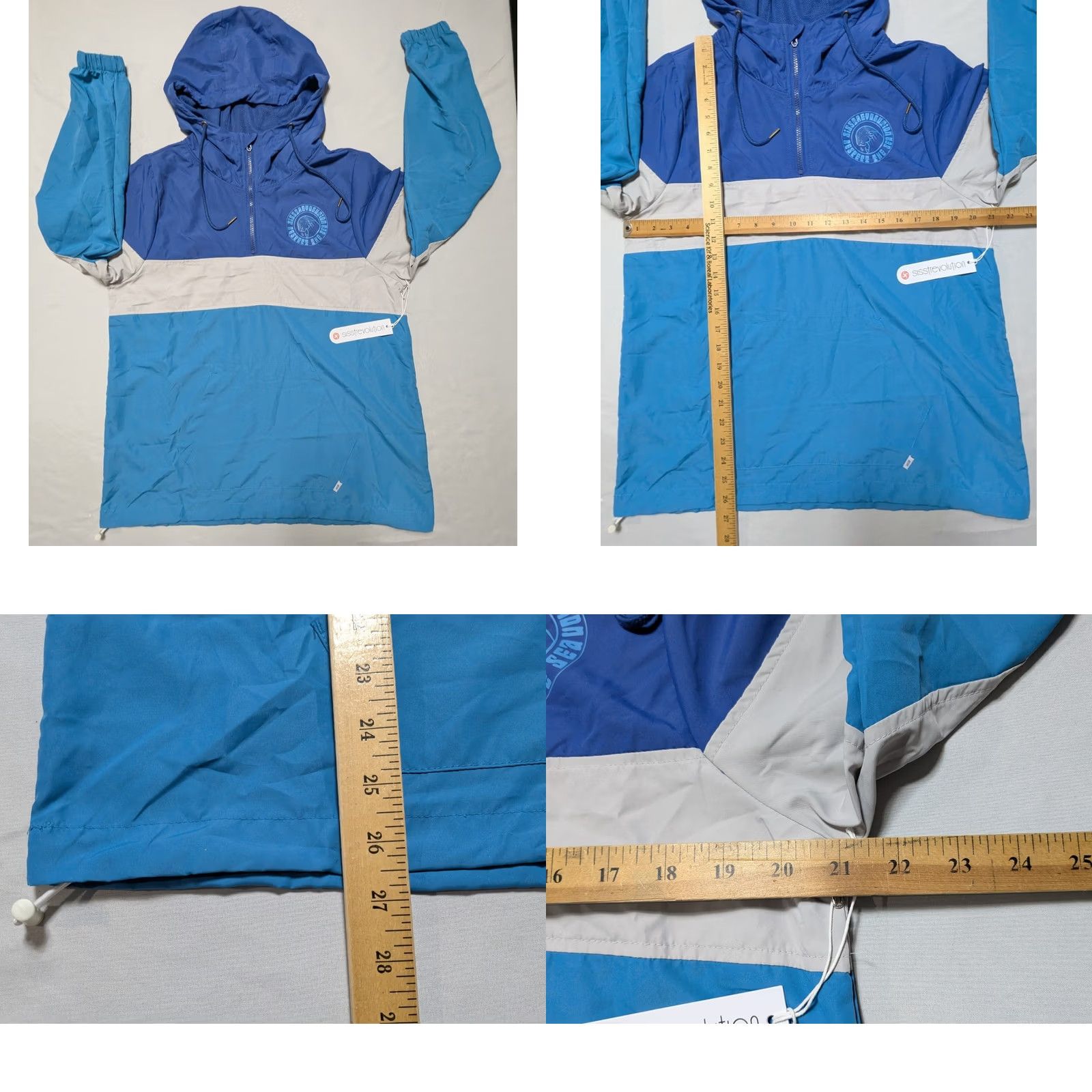 Vintage SISSTREVOLUTION Respect The Sea Blue 1/4 Zip Hooded Windbreaker - Women Small Jacket, Windbreaker, Hooded, Blue, XS? Size S / US 4 / IT 40 - 8 Thumbnail