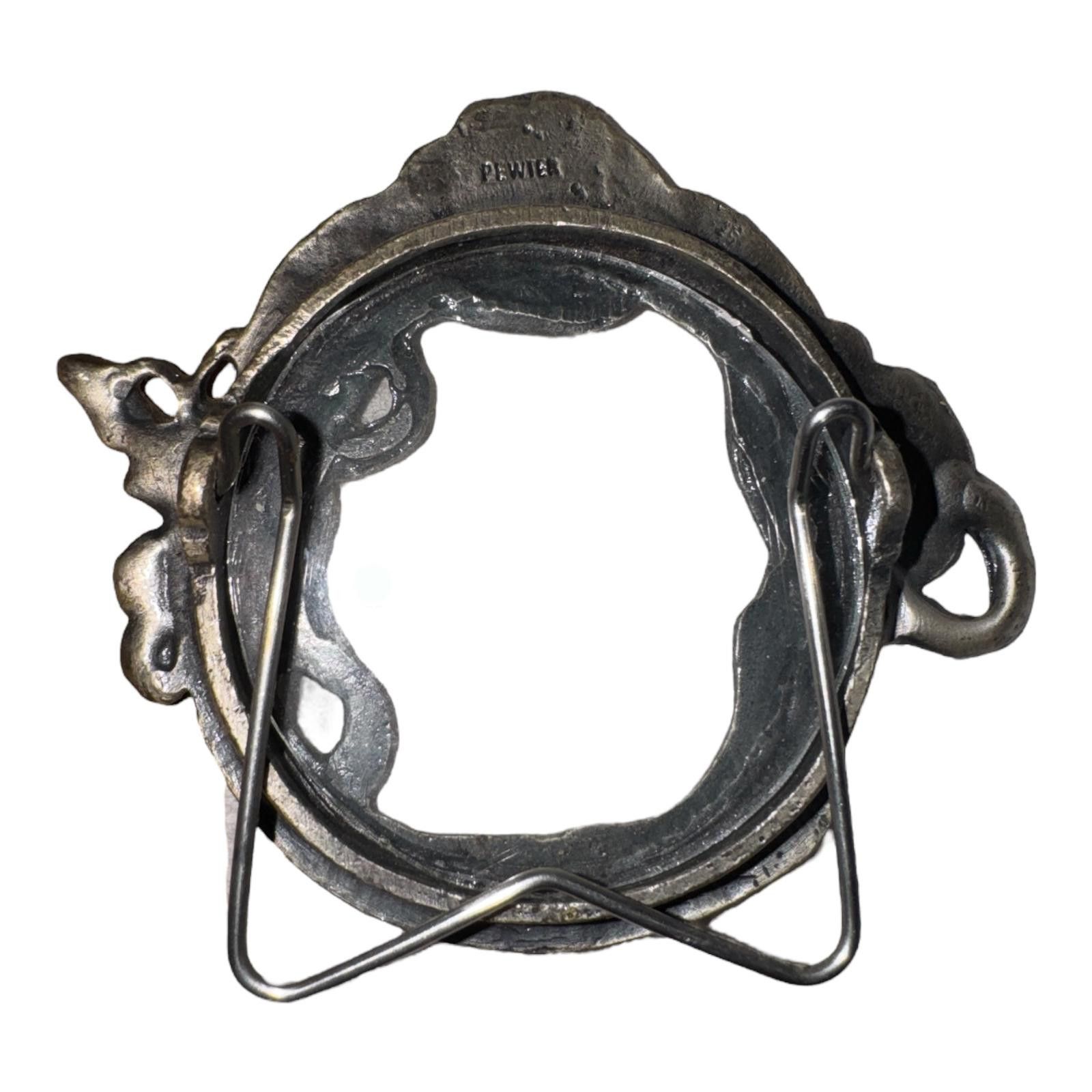 Unknown London Vintage Decorative Pewter Picture Frame w Floral and Inset Size ONE SIZE - 2 Thumbnail