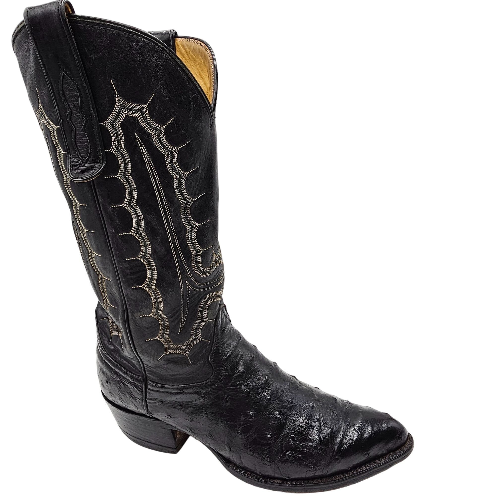 Other Vintage Honcho Boots Exotic Full Quill Ostrich Black Cowboy Size US 10 / EU 43 - 1 Thumbnail