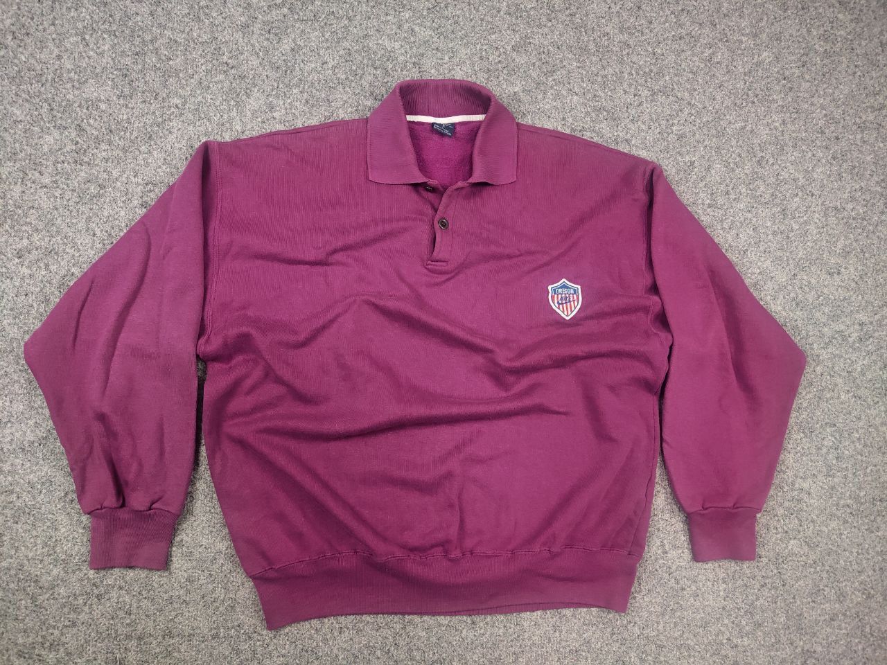 Nike Vintage 80's Nike Oregon Purple Polo Pullover Sweatshirt Size US XL / EU 56 / 4 - 2 Thumbnail