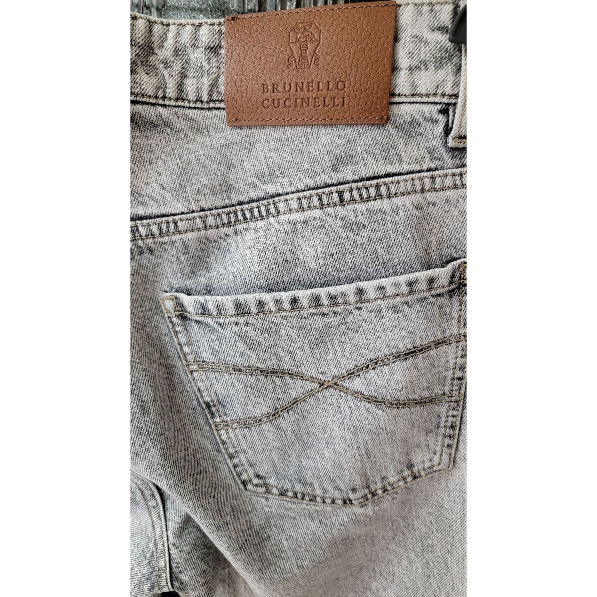 Brunello Cucinelli Brunello Cucinelli Men’s Grey/Black Acid Wash Jeans – IT Siz Size US 32 / EU 48 - 4 Thumbnail