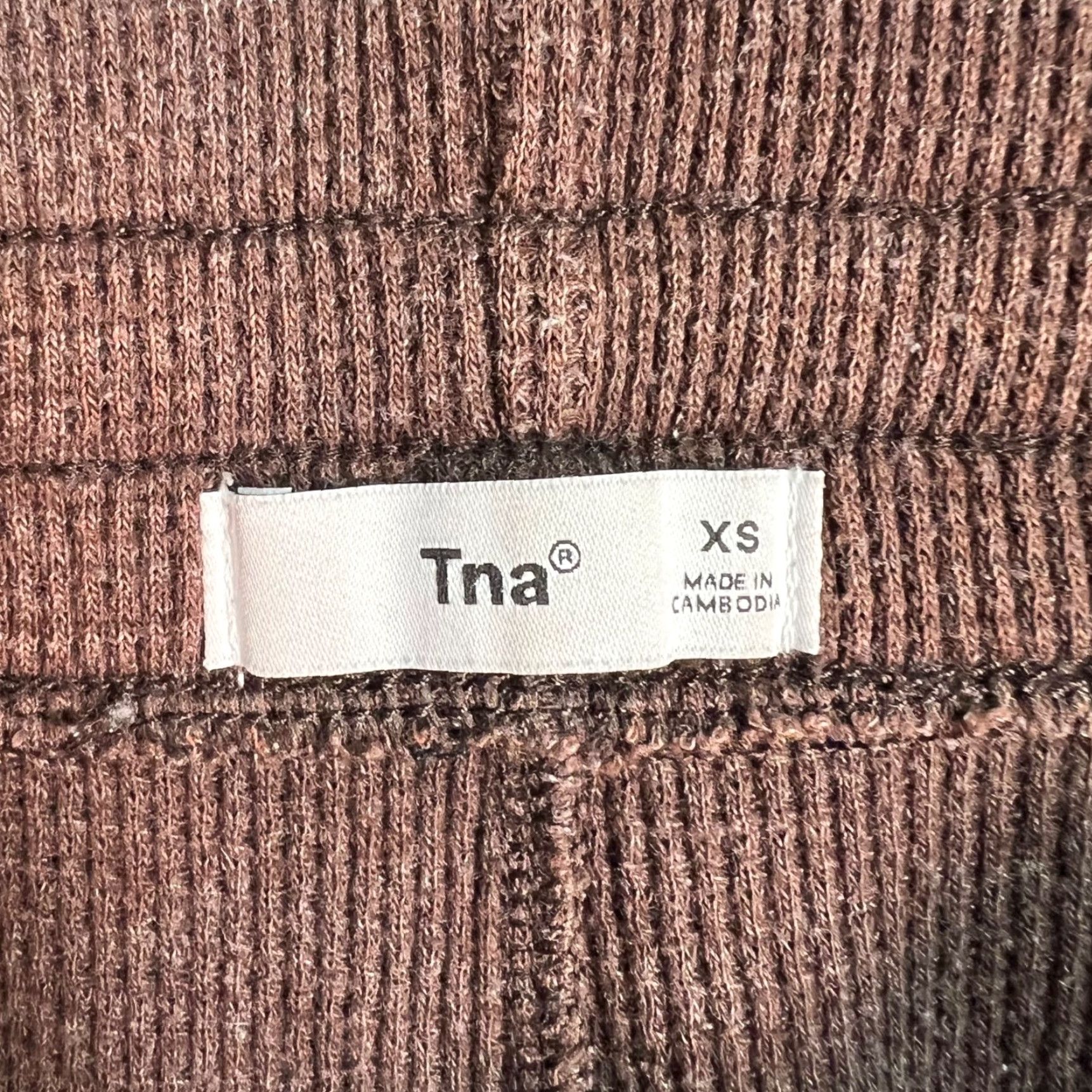 TNA Tna Womens Brown Ribbed Knit Lounge Pants XS Wide Leg Shirt? Size 26" / US 2 / IT 38 - 3 Thumbnail