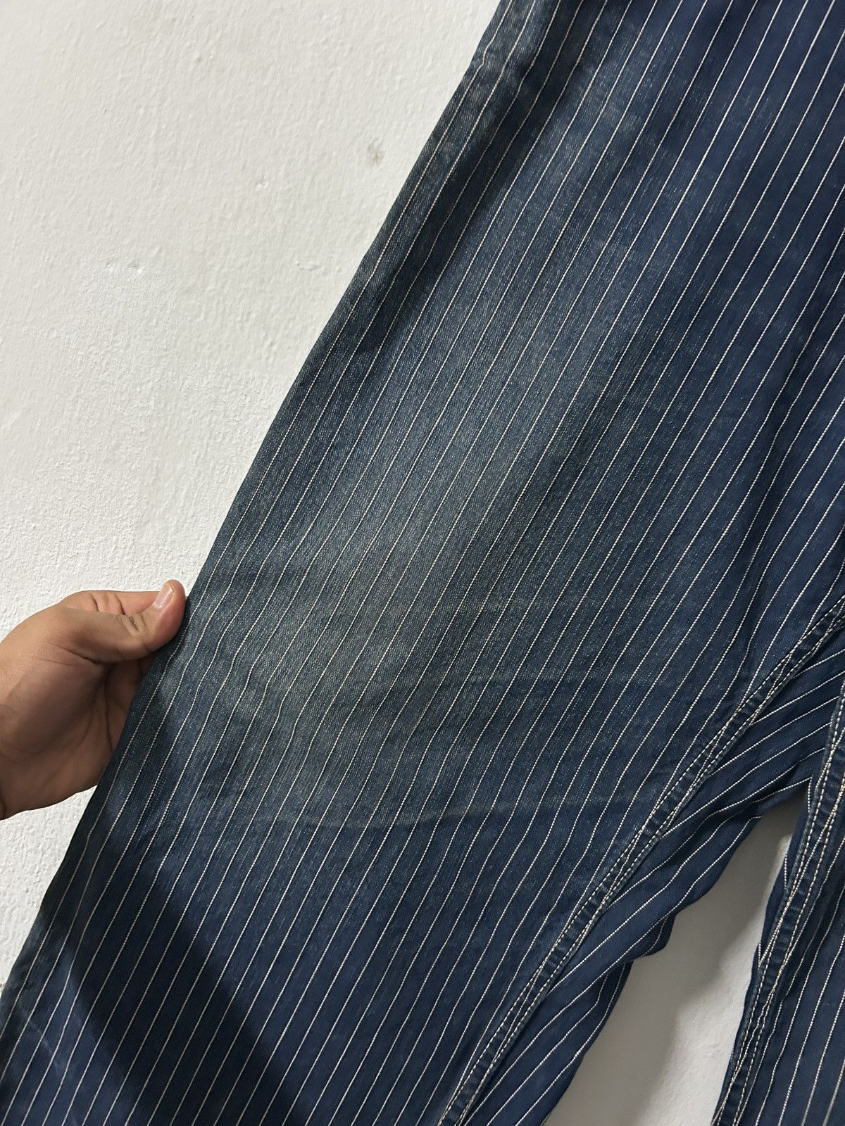Schott Perfecto by schott Wabash jacquard stripe faded denim pants Size US 35 - 3 Thumbnail