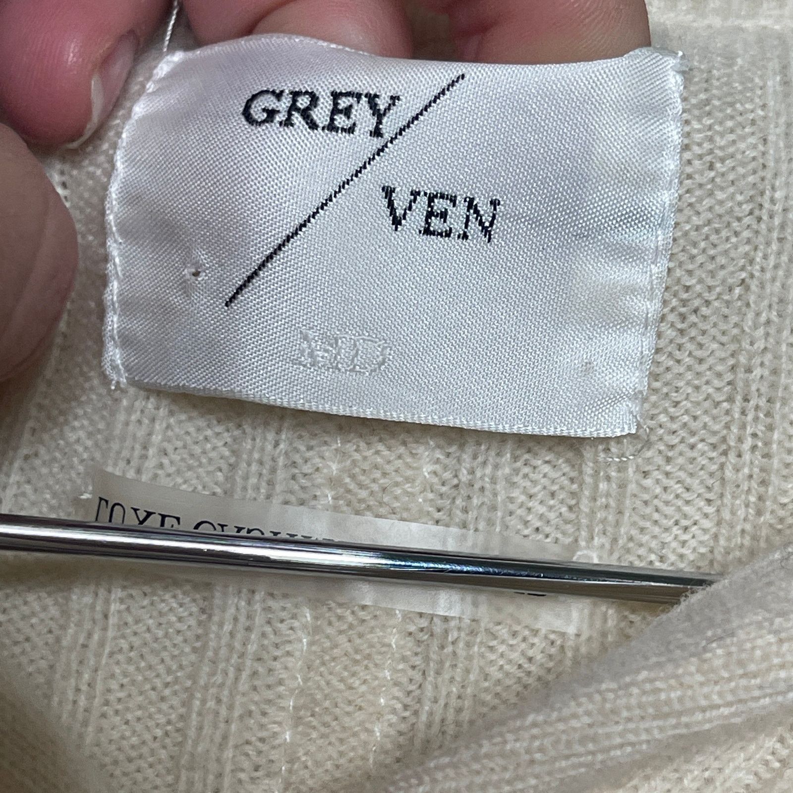 Other Grey Ven Emma Ribbed Polo Top Wool Cashmere in Cream Sz M Size M / US 6-8 / IT 42-44 - 7 Thumbnail