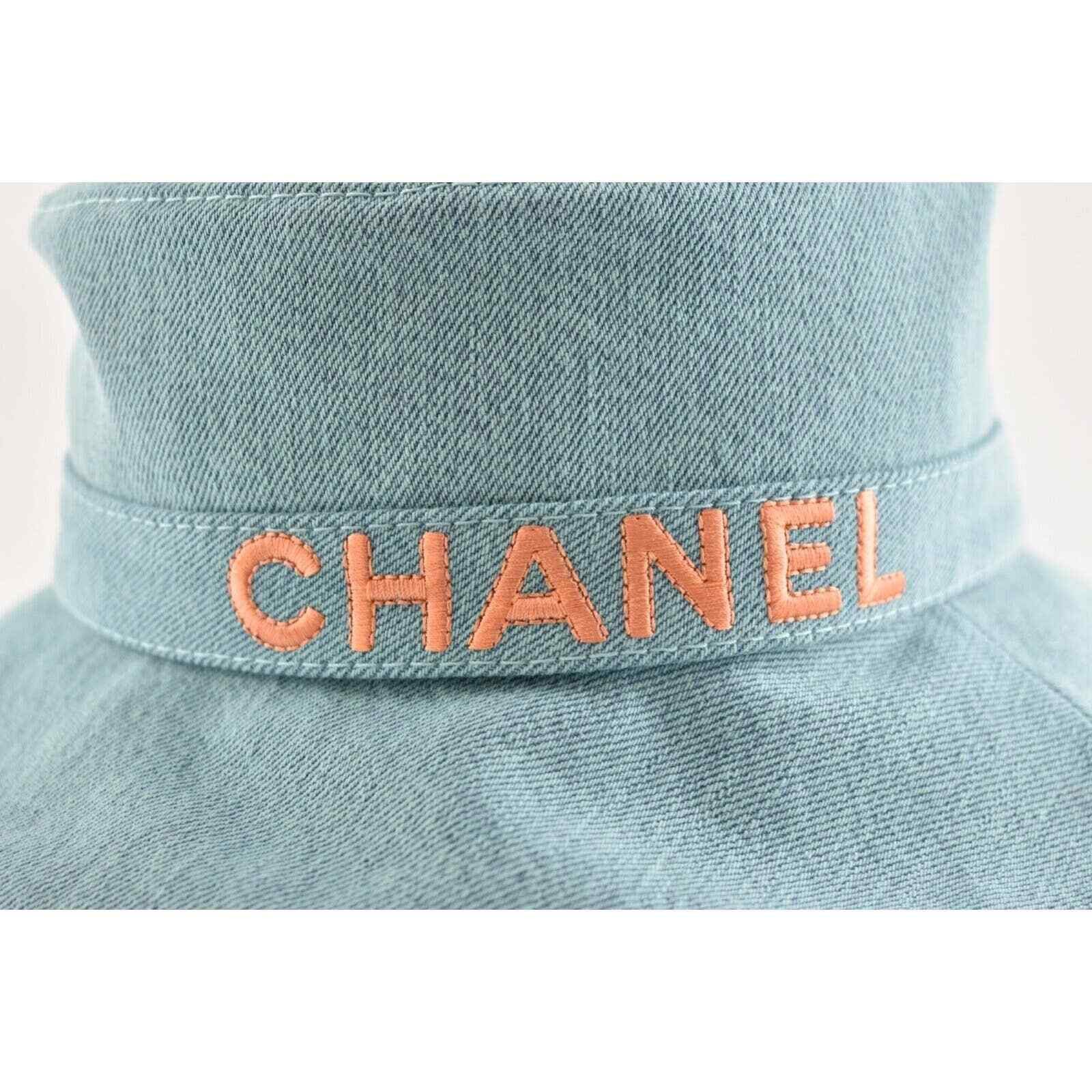 Chanel Chanel CC Logo Denim Cotton Cloche Sun Bucket Hat M Medium Size ONE SIZE - 5 Thumbnail