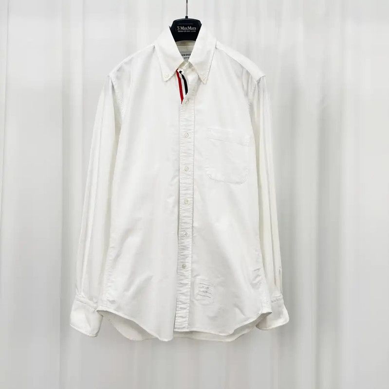 Thom Browne Thom Browne White Striped Long Sleeve Shirt 0089 Size US M / EU 48-50 / 2 - 1 Thumbnail