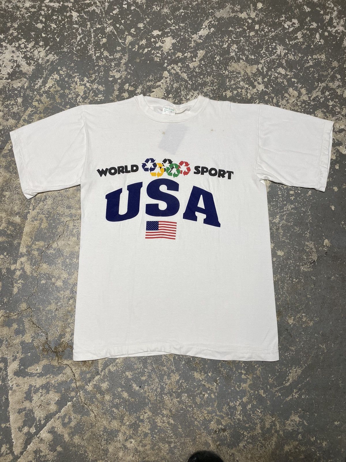 Japanese Brand × Vintage Vintage World Sport USA Recycling 90s New Old Stock Tshirt Size US M / EU 48-50 / 2 - 1 Thumbnail