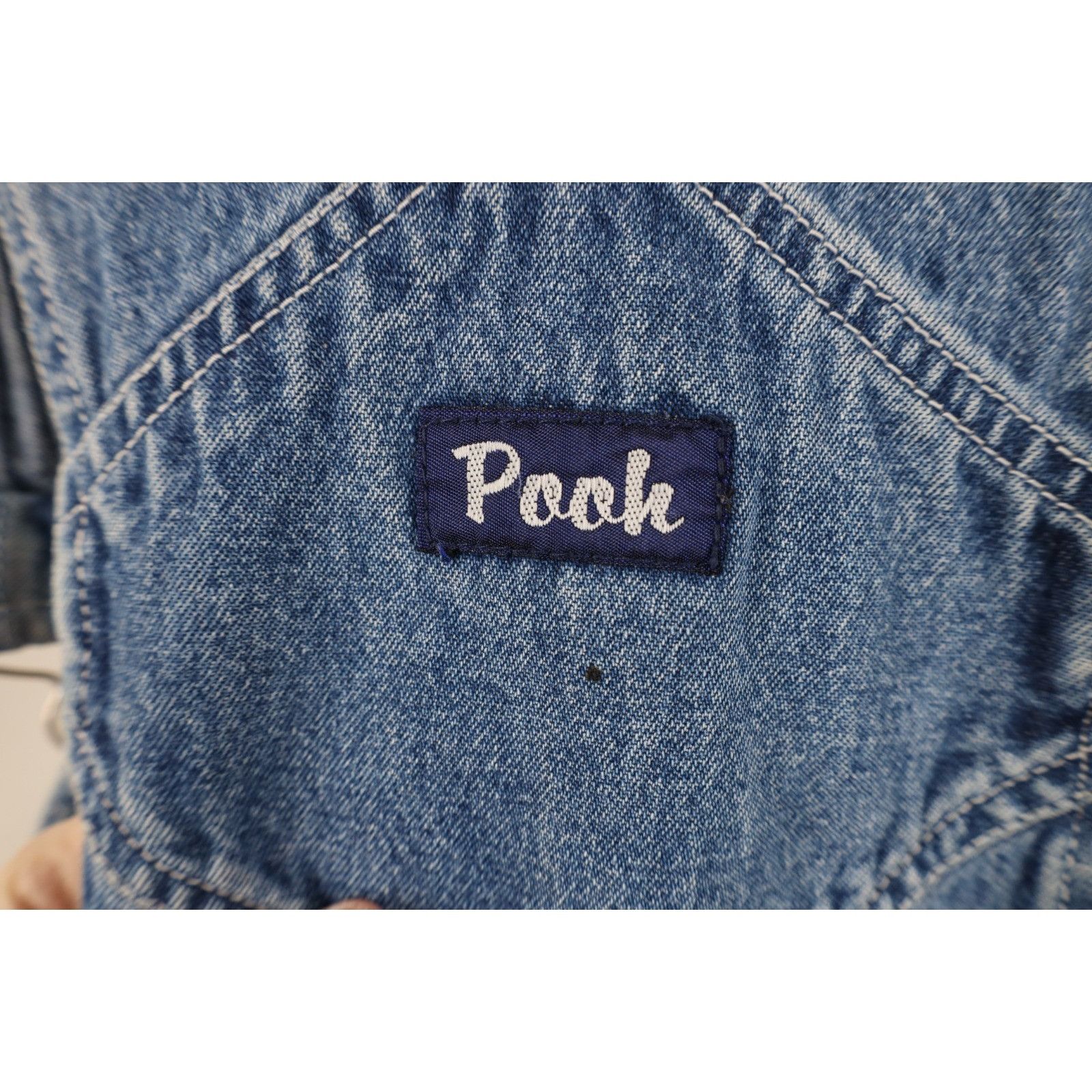 Disney Vintage 90s Disney Winnie the Pooh Denim Jean Shortalls Size 34" / US 12 / IT 48 - 15 Thumbnail