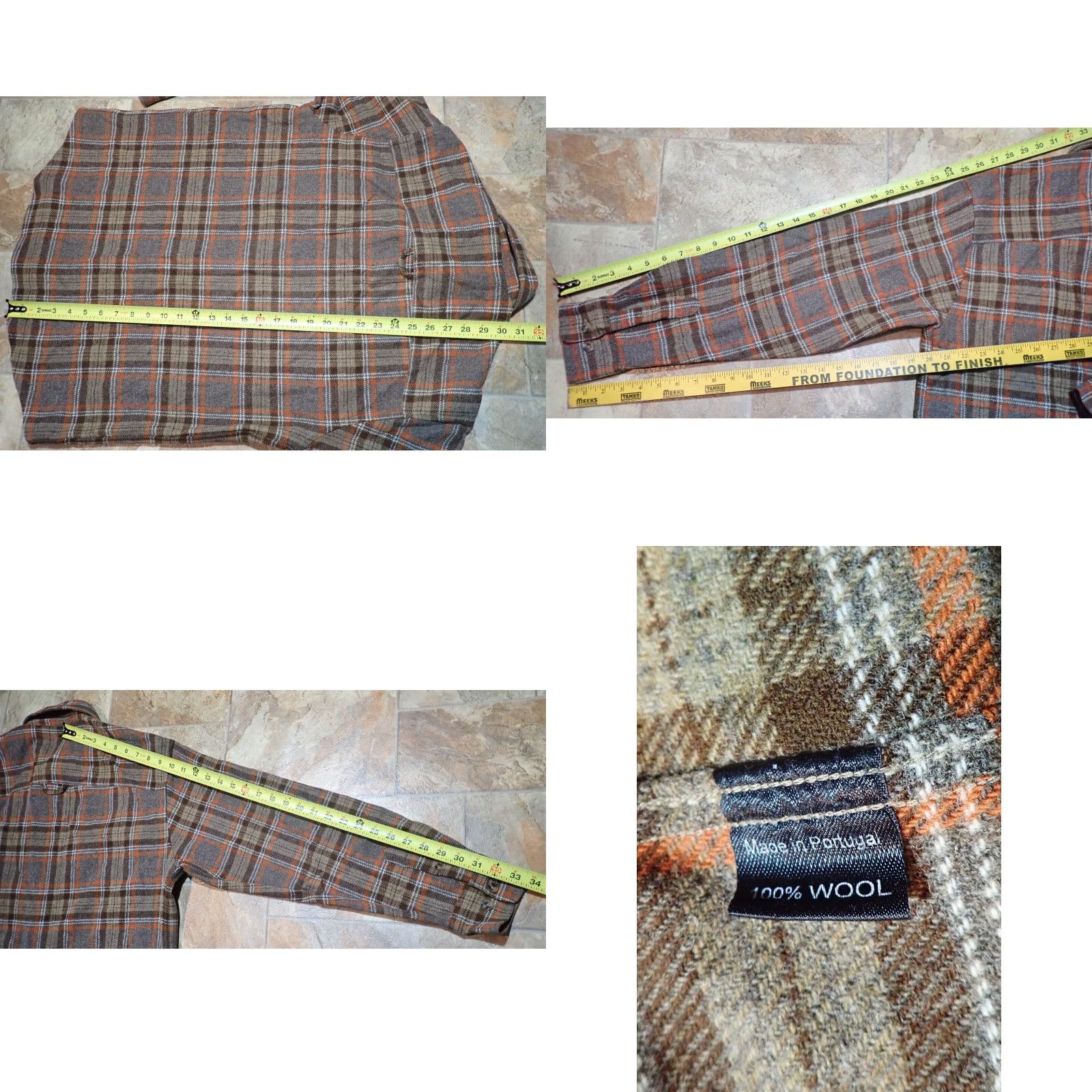 Vintage VINTAGE J. Peterman Adult Medium Wool Flannel Shirt Brown Gray Orange Plaid Button Down Long Sleeve Casual Mens Size US M / EU 48-50 / 2 - 8 Thumbnail
