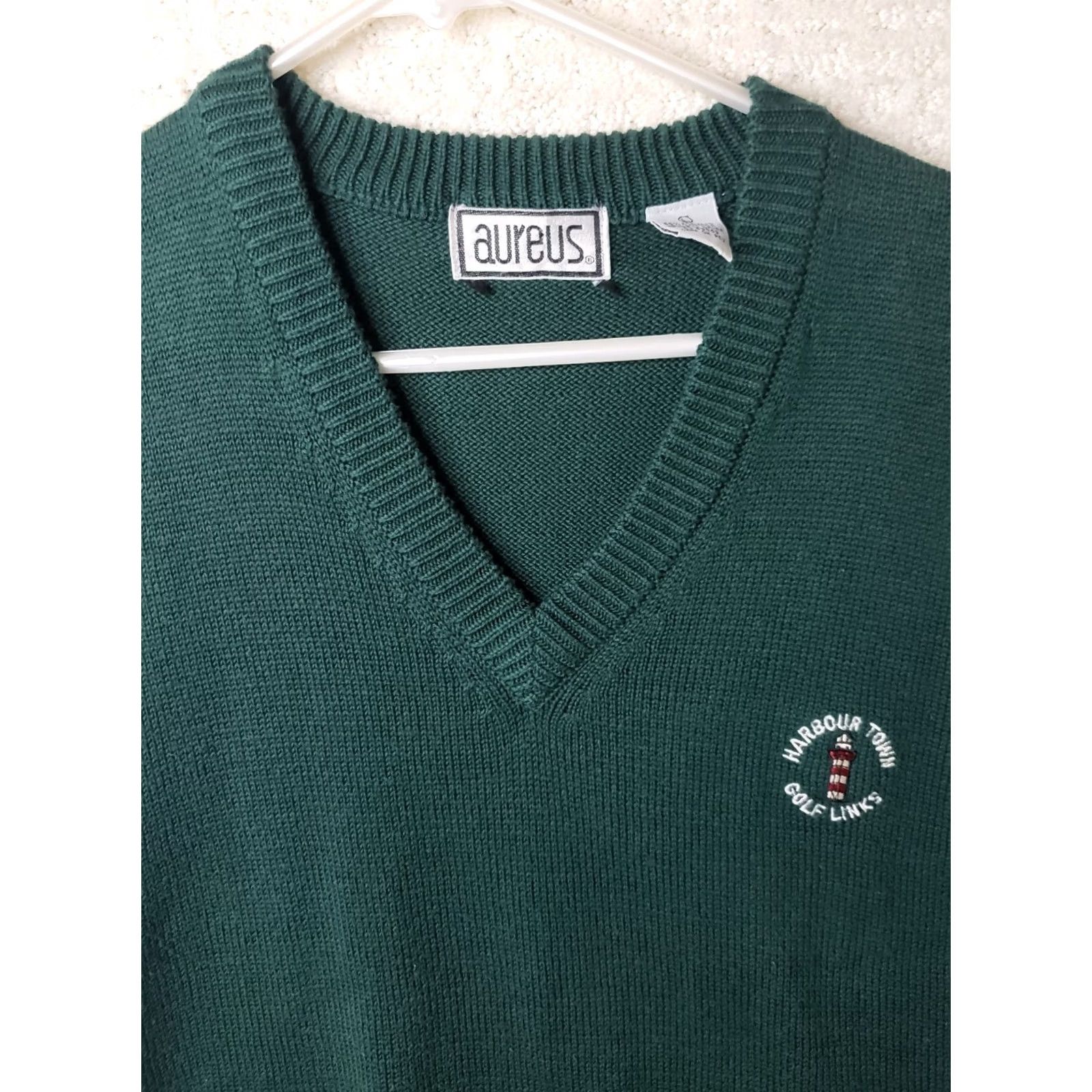 Vintage VINTAGE Aureus Sweater Vest Men's L Green Harbor Town Golf Links Hilton Head SC Size US L / EU 52-54 / 3 - 3 Thumbnail