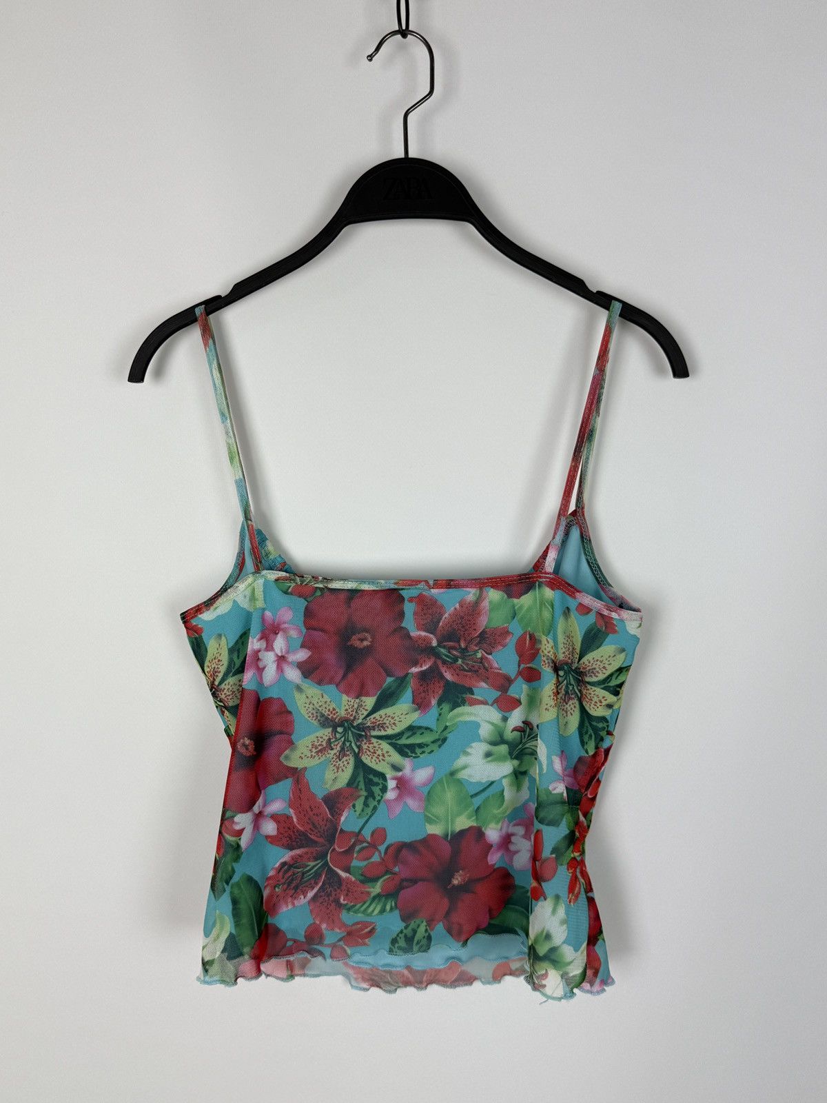 Vintage Y2K Vintage Oasis Hawaiian Floral Halter Cami Mesh Top Size M / US 6-8 / IT 42-44 - 6 Thumbnail
