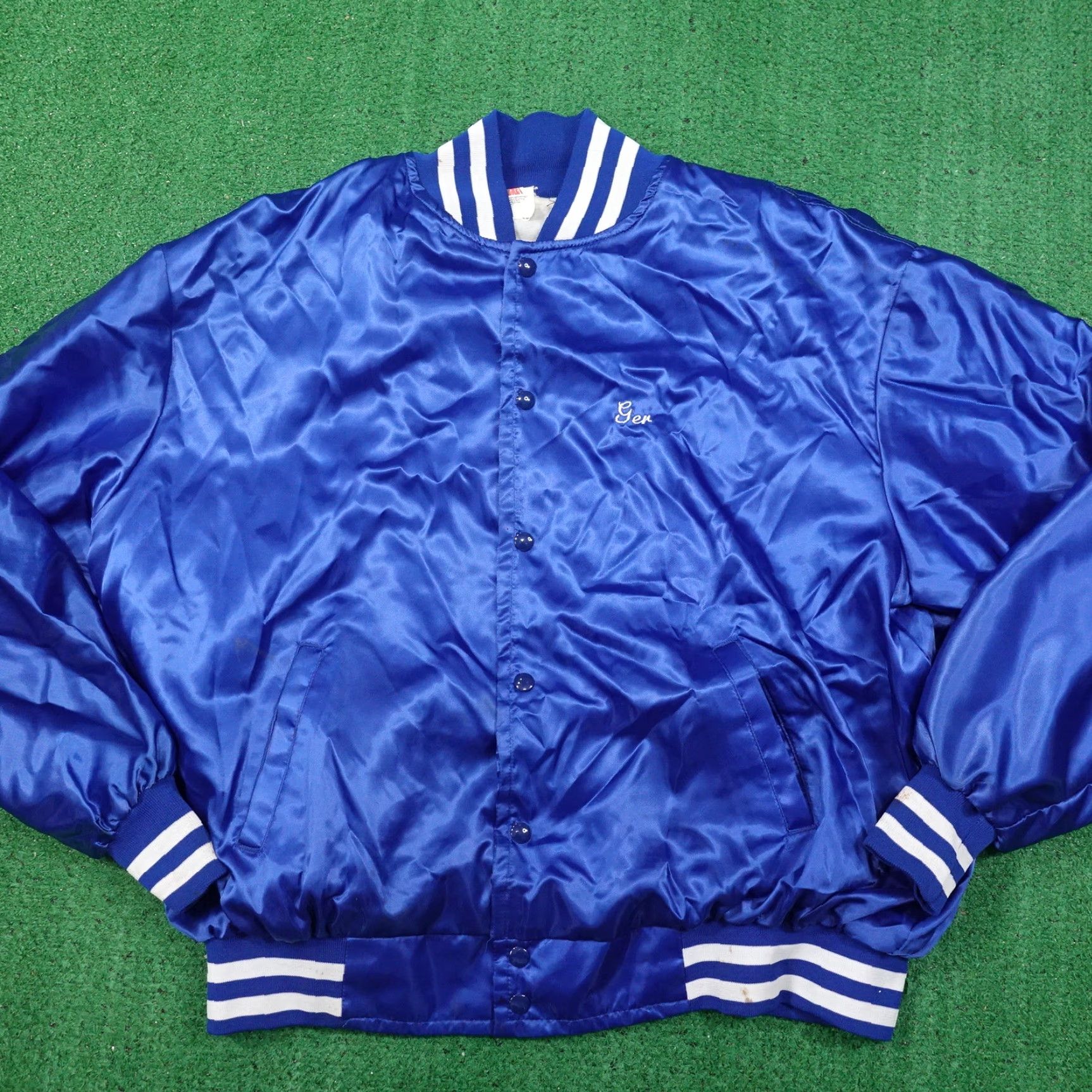 Vintage Vintage 1987 Anheuser Busch Beer Engineer Satin Bomber Jacket Men 3XL Blue Casual Collectible Size US XXL / EU 58 / 5 - 7 Thumbnail
