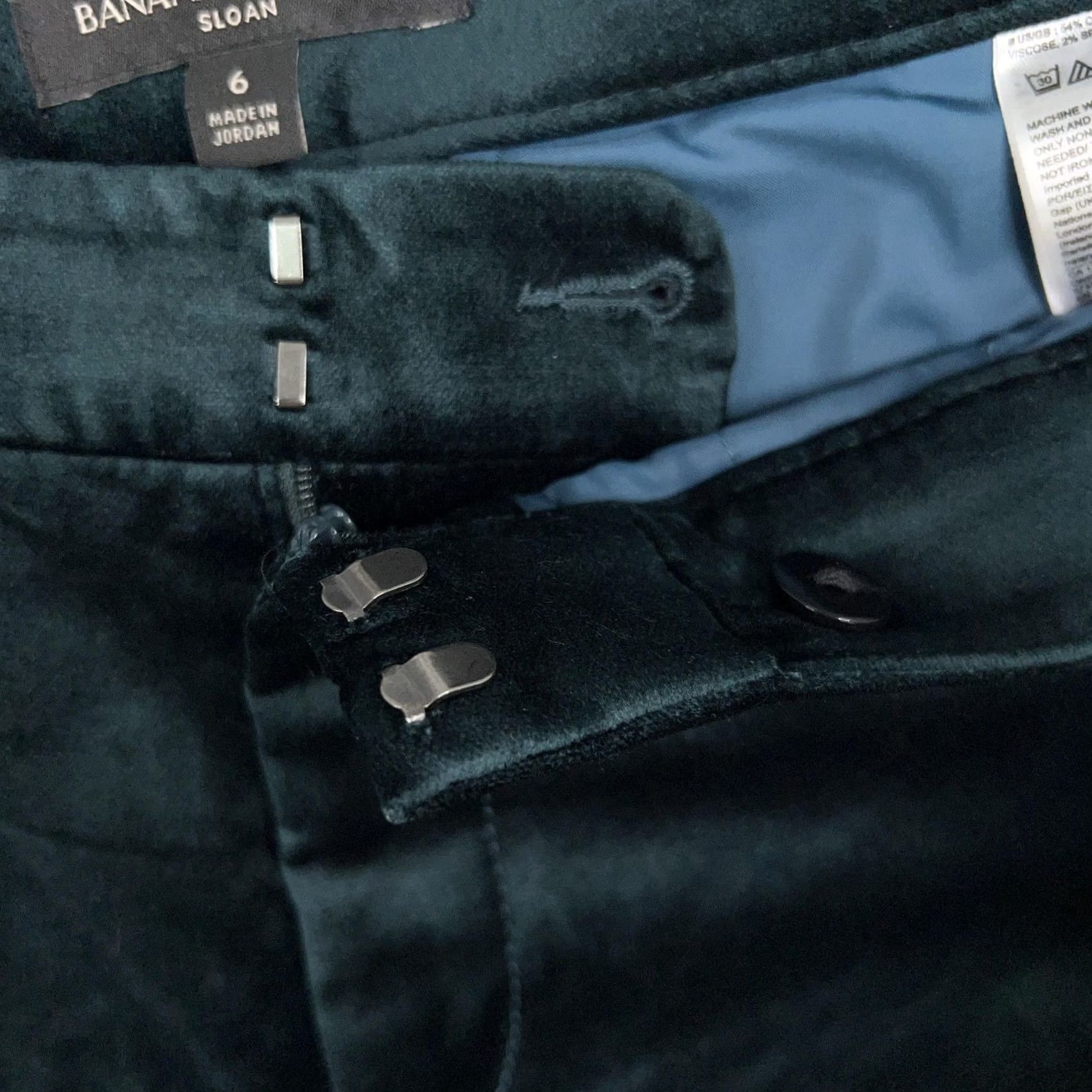 Banana Republic Banana Republic Pants Womens 6 Green Sloan Velvet Slim Stretch Trouser Holiday Size 28" / US 6 / IT 42 - 5 Thumbnail