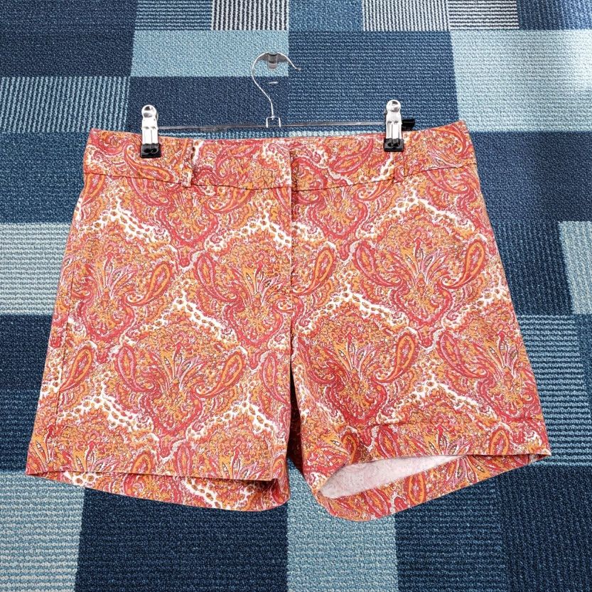Talbots Talbots Shorts 6 Red Chino Flat Front Pasiley Cotton Spandex Blend Womens Size 28" / US 6 / IT 42 - 1 Thumbnail