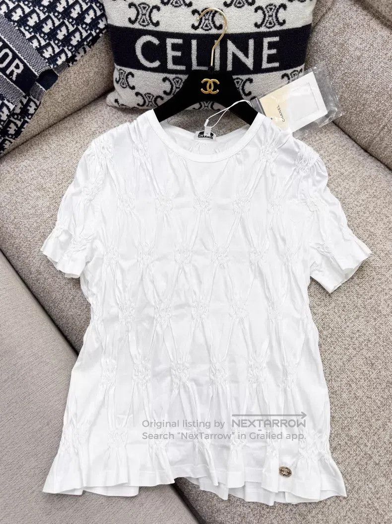 Chanel Chanel Pleated double C logo short sleeves Size S / US 4 / IT 40 - 3 Thumbnail
