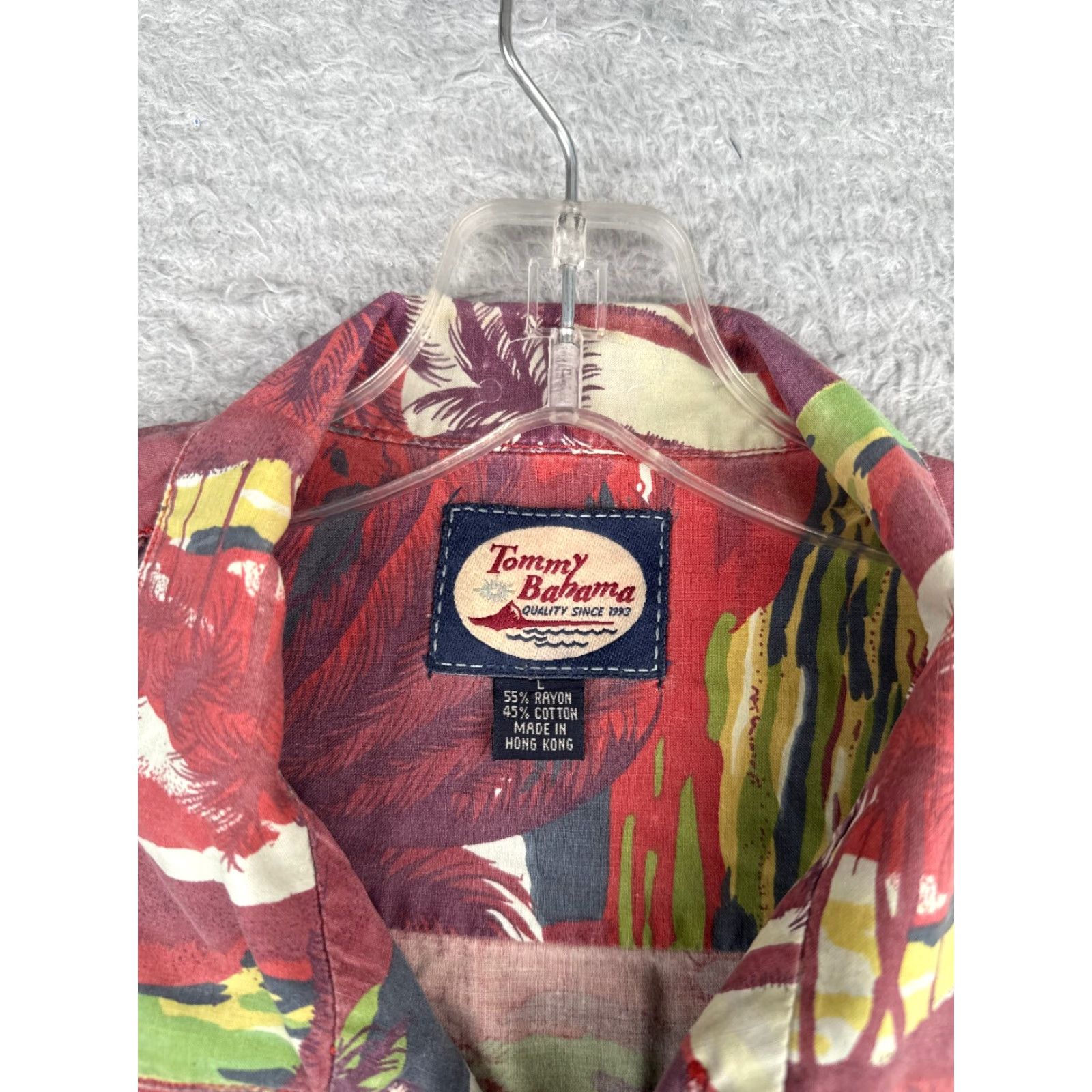 Tommy Bahama Tommy Bahama Shirt Men L Red Palm Hut Button Rayon Blend Short Sleeve Size US L / EU 52-54 / 3 - 7 Thumbnail