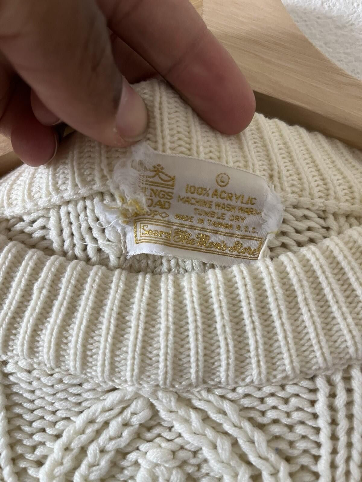 Sears VTG 80s Sears Cable Knit Cream Sweater Men’s Large Size US L / EU 52-54 / 3 - 2 Thumbnail
