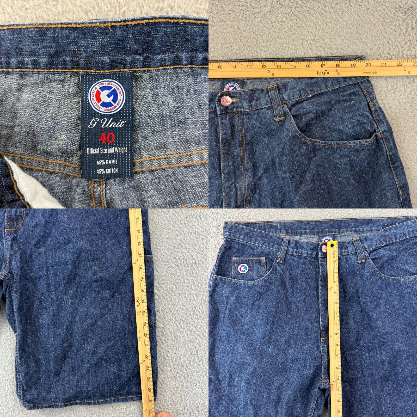 Vintage VINTAGE G Unit Denim Shorts Mens 40 Bermuda 5-Pocket Pockets Baggy 13" Inseam 90s Grunge Hip Hop Punk Blue Denim Shorts Mens Size US 40 / EU 56 - 8 Thumbnail